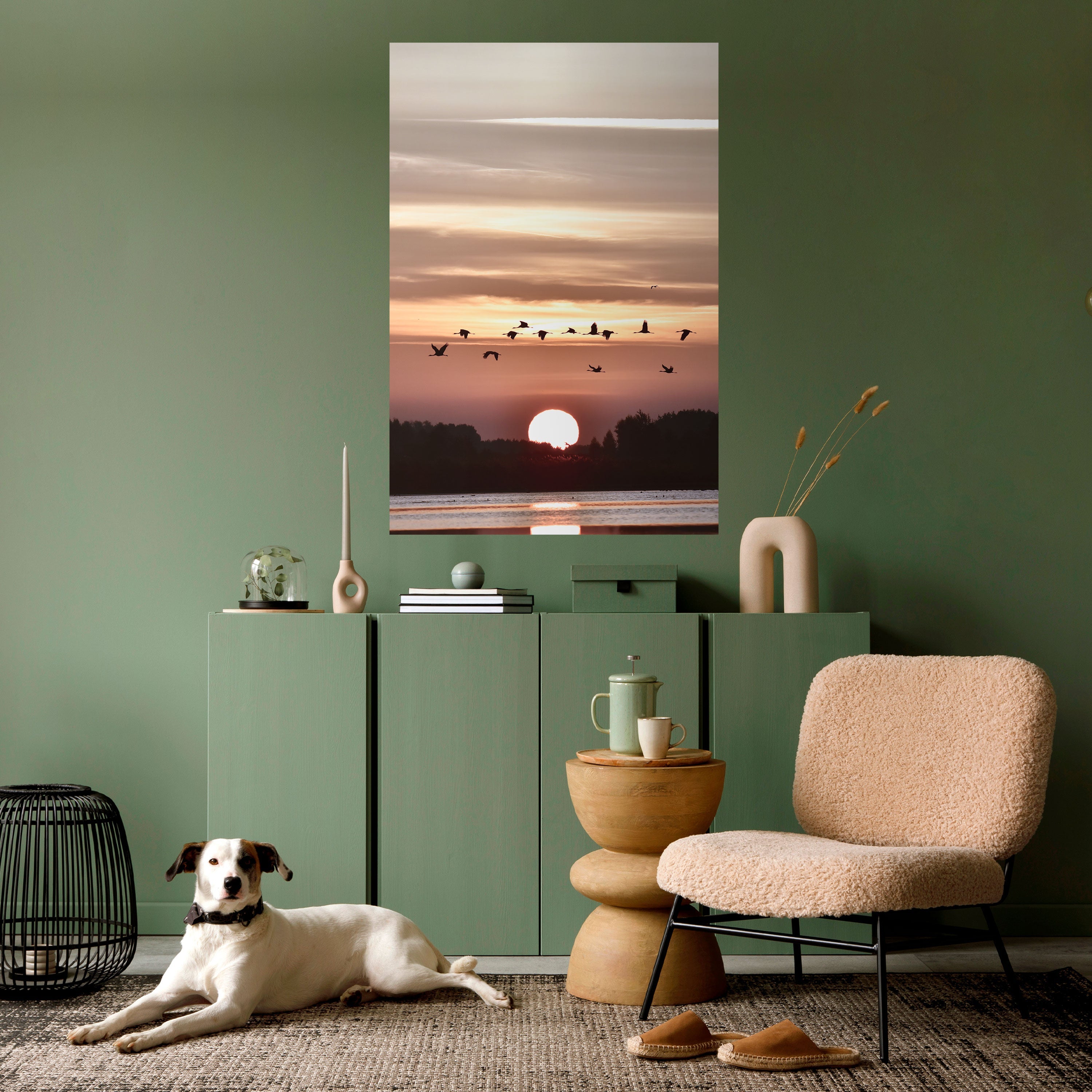 Affiche verticale autocollante « SUNSET FLIGHT SYMPHONY »