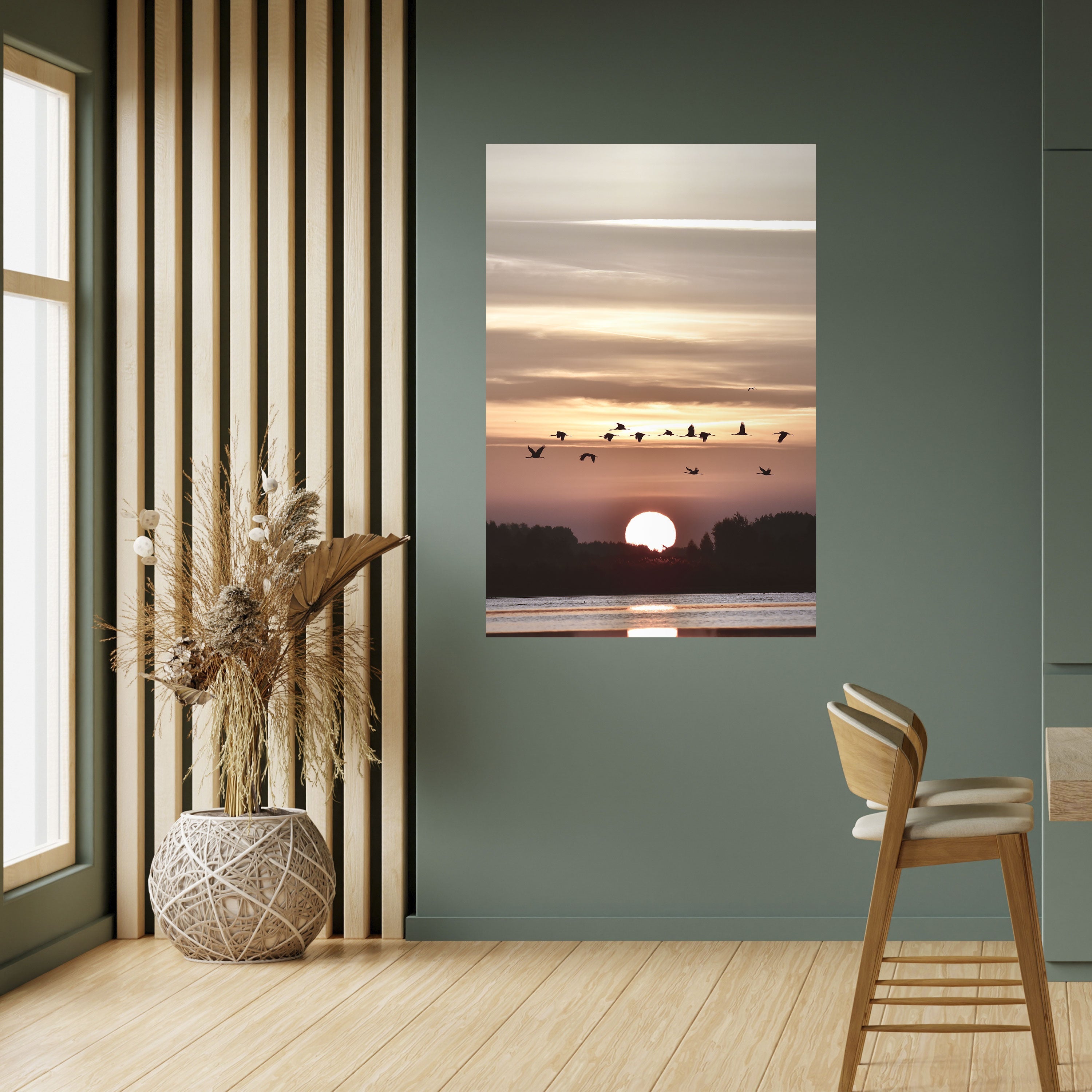 Affiche verticale autocollante « SUNSET FLIGHT SYMPHONY »