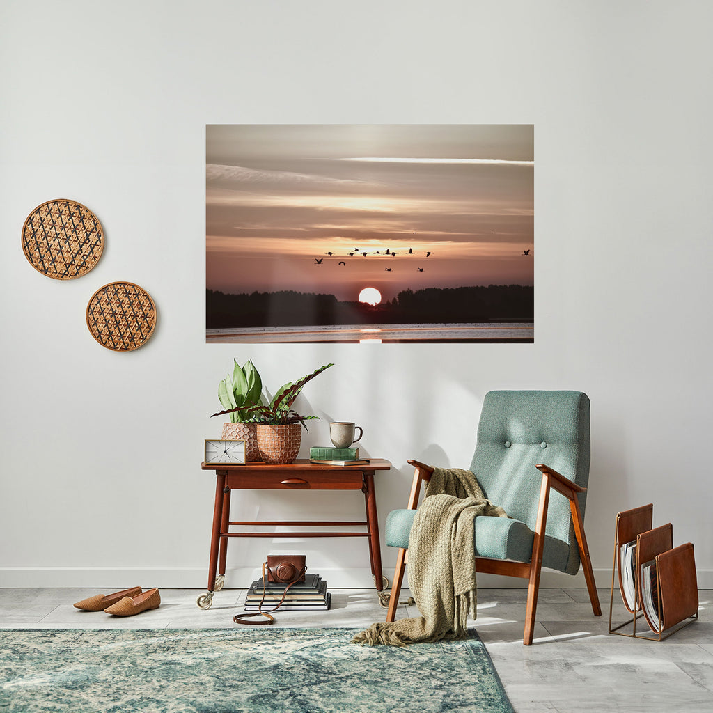 Affiche horizontale autocollante SUNSET FLIGHT SYMPHONY