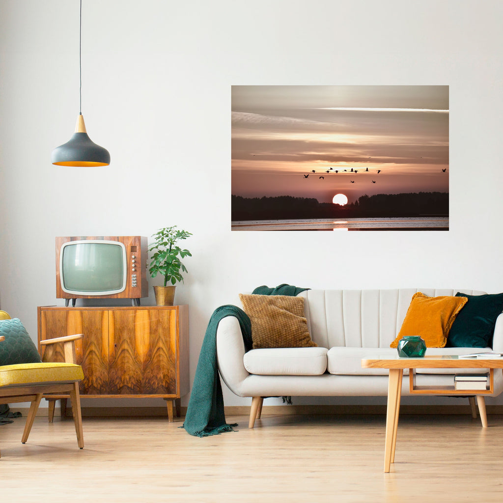 Affiche horizontale autocollante SUNSET FLIGHT SYMPHONY