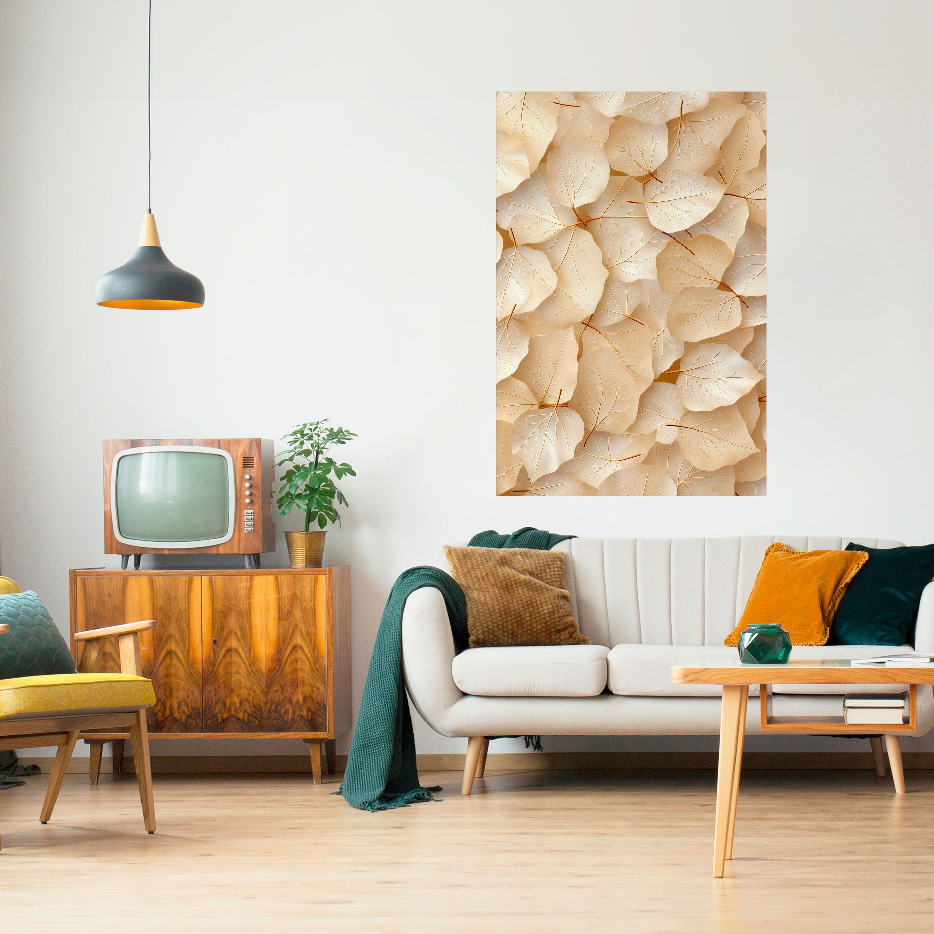 Affiche verticale autocollante « SYMPHONIE DE FEUILLES DE VÉLIN »