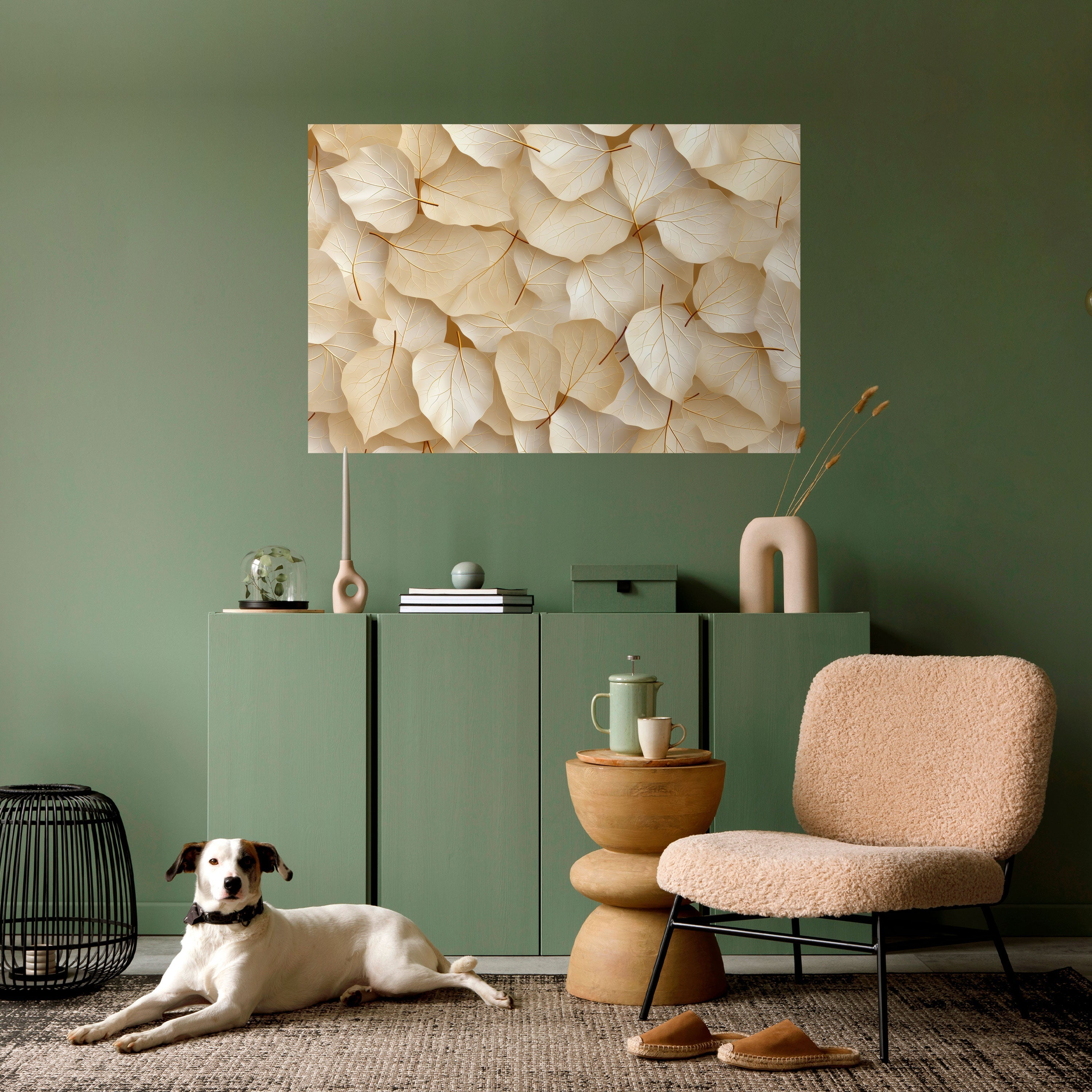 Affiche horizontale autocollante « SYMPHONIE DE FEUILLES DE VÉLIN »