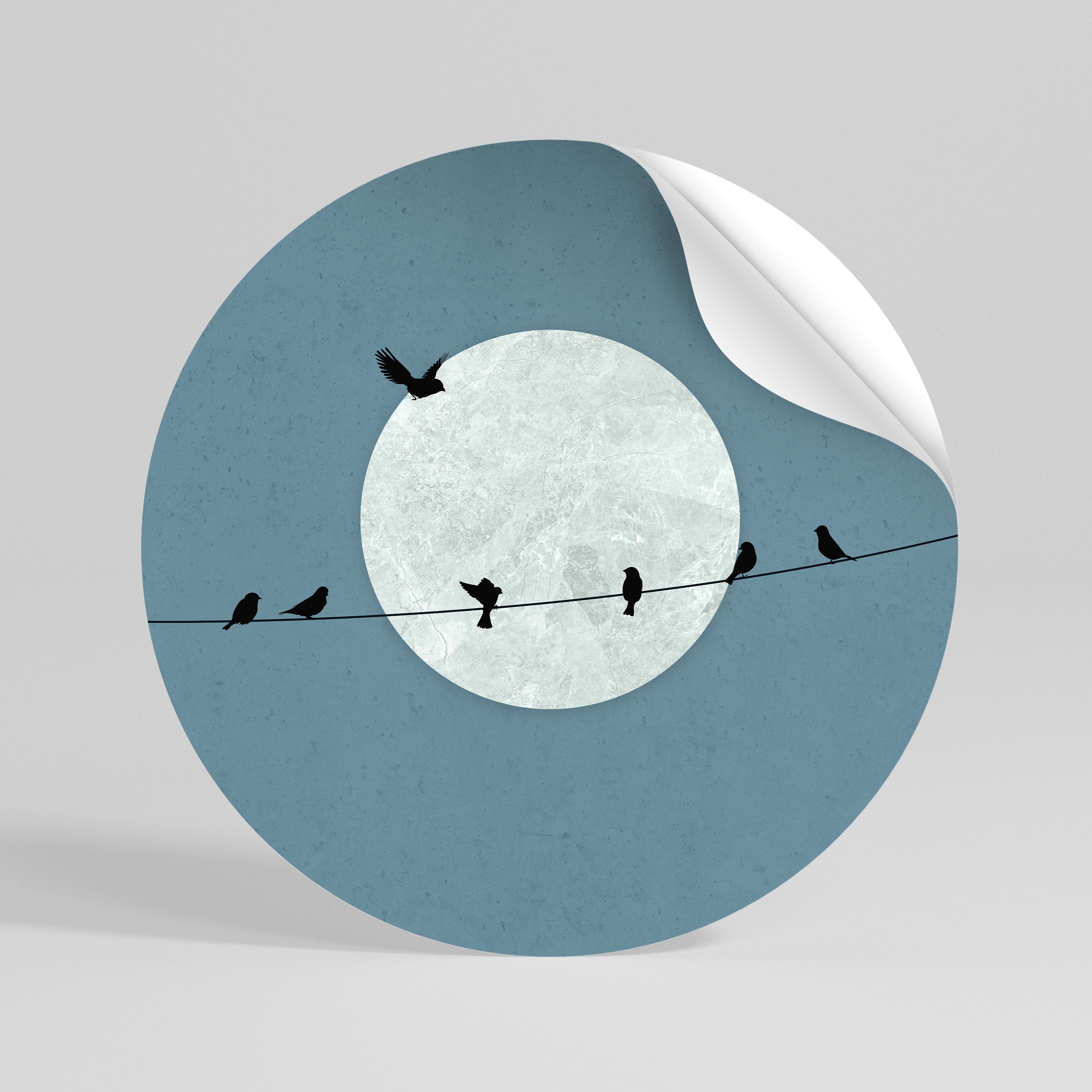 MOONLIT REST Peel and Stick Round Sticker
