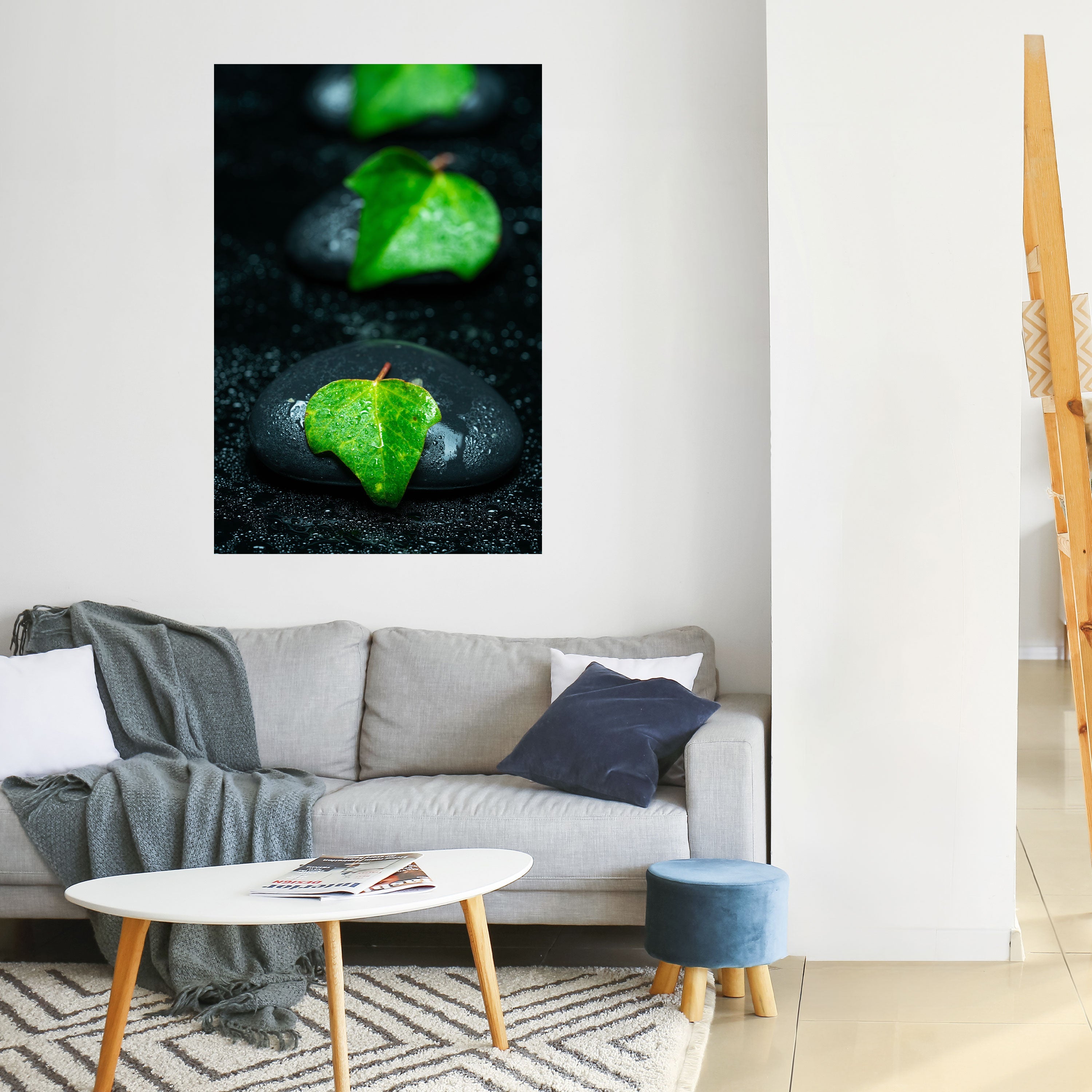 Affiche verticale autocollante « GOUTTES DE PLUIE SUR PIERRE »