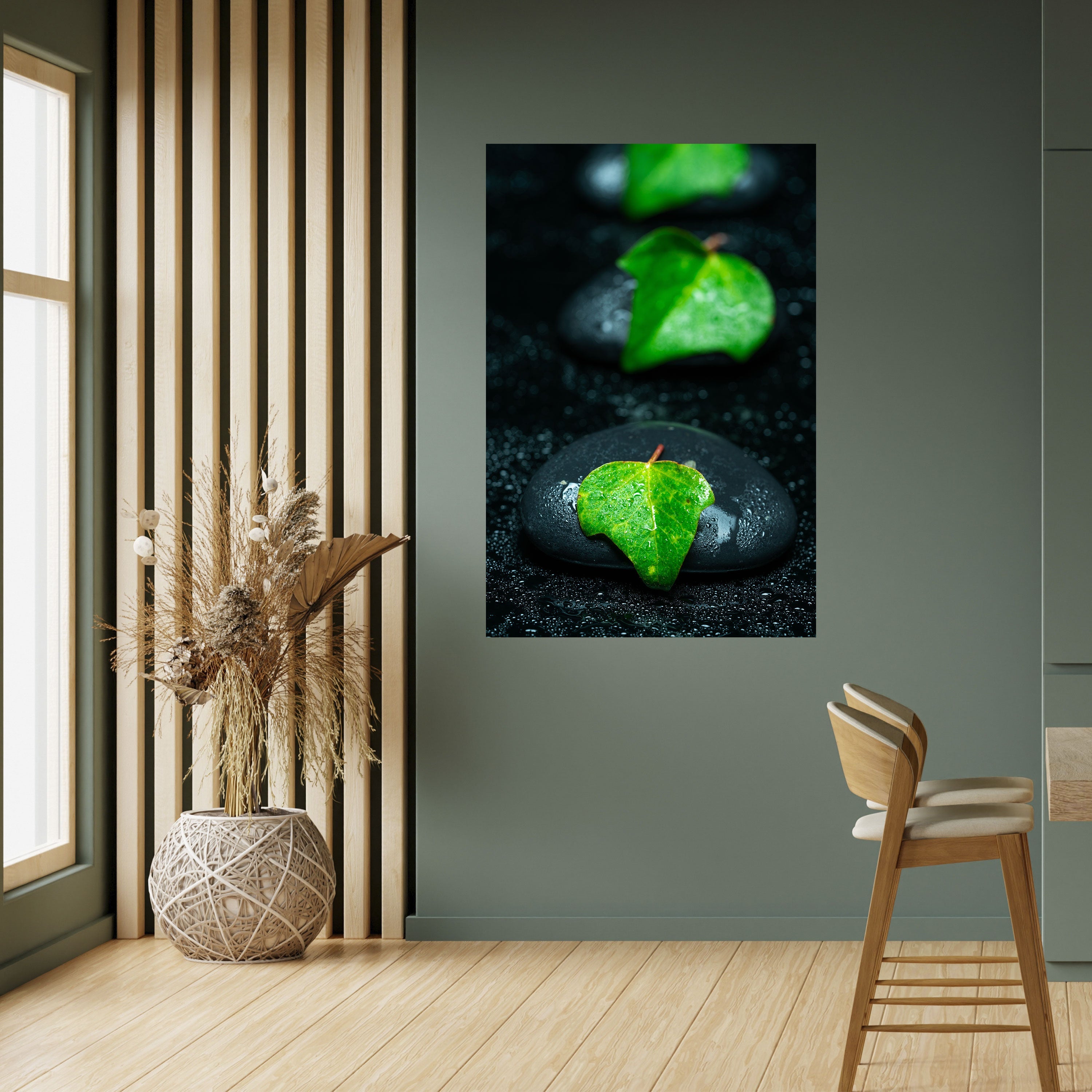 Affiche verticale autocollante « GOUTTES DE PLUIE SUR PIERRE »