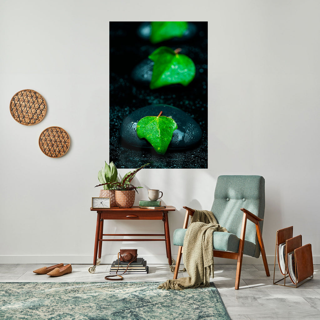 Affiche verticale autocollante « GOUTTES DE PLUIE SUR PIERRE »