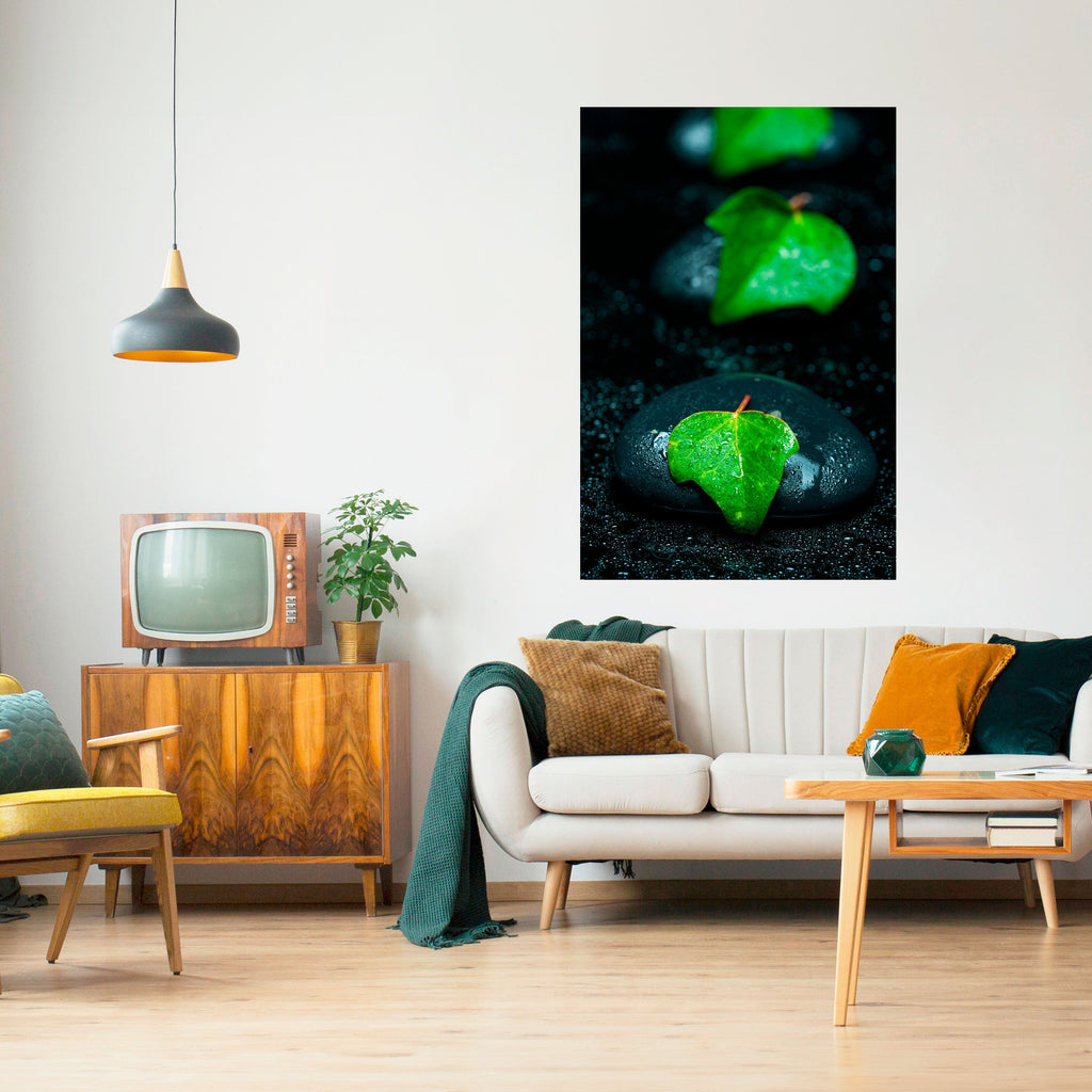 Affiche verticale autocollante « GOUTTES DE PLUIE SUR PIERRE »