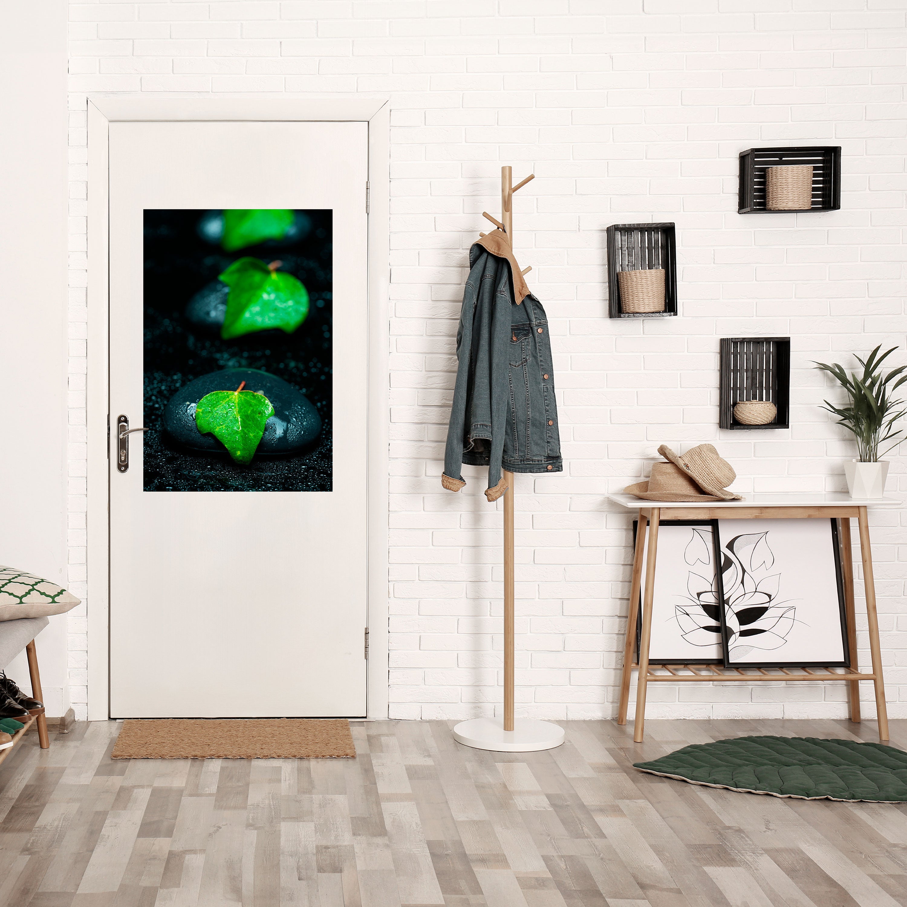 Affiche verticale autocollante « GOUTTES DE PLUIE SUR PIERRE »