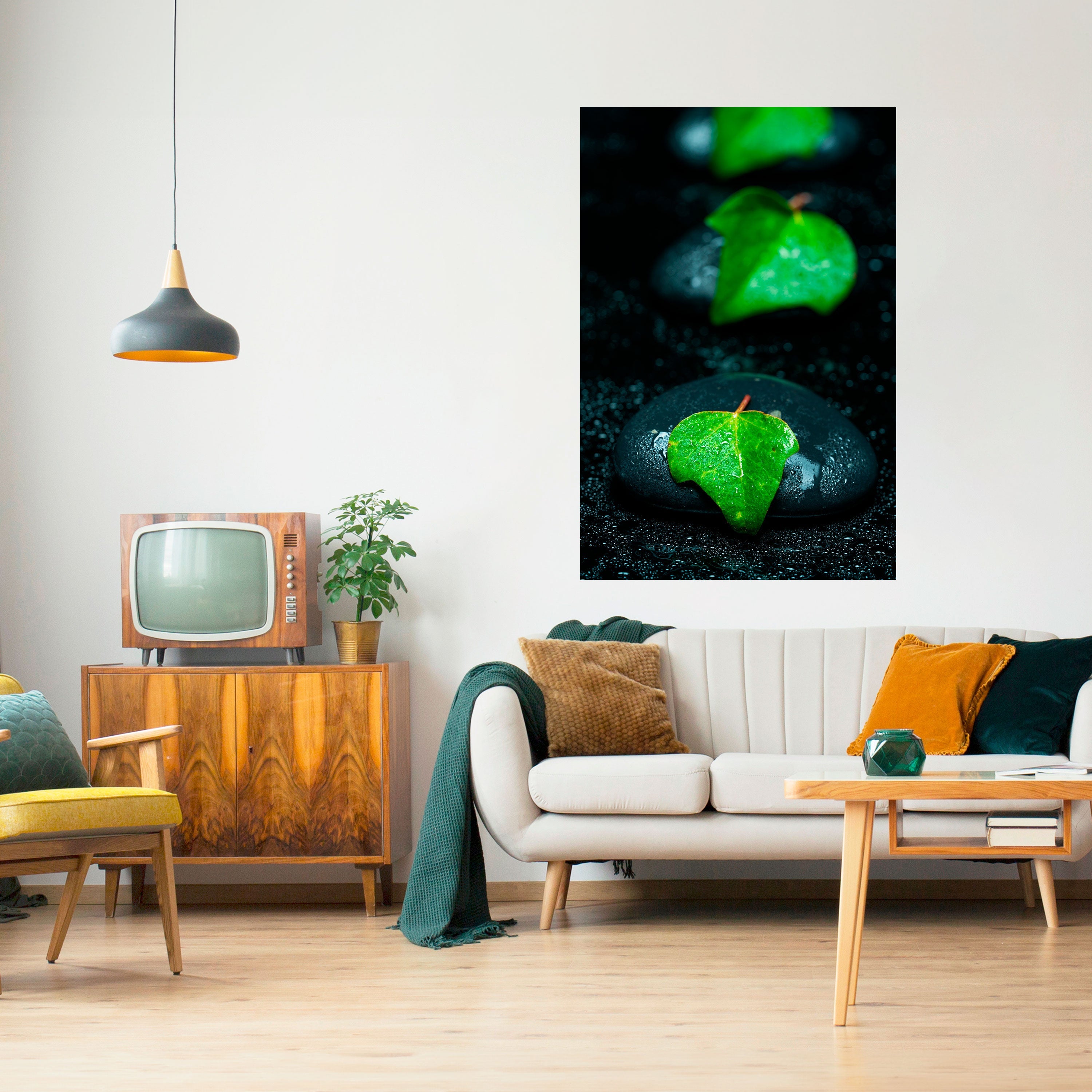 Affiche verticale autocollante « GOUTTES DE PLUIE SUR PIERRE »