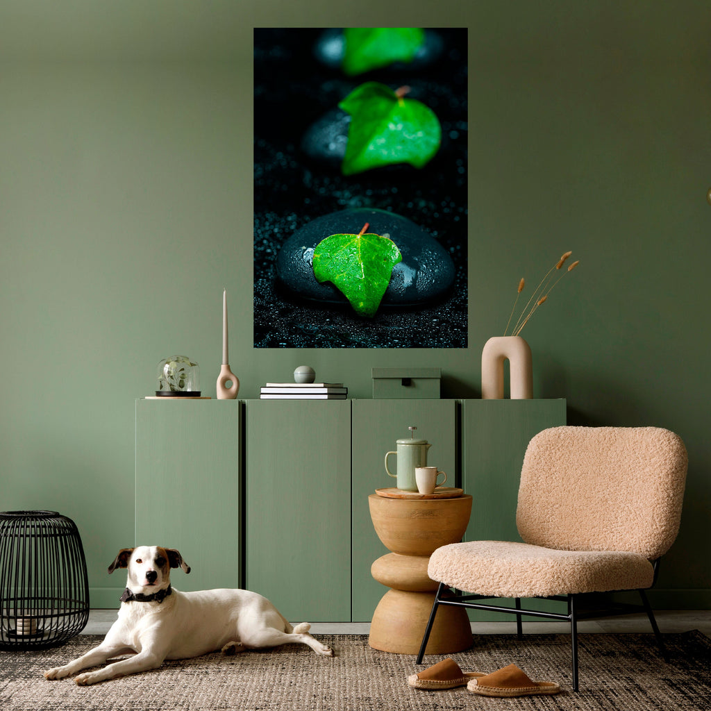 Affiche verticale autocollante « GOUTTES DE PLUIE SUR PIERRE »