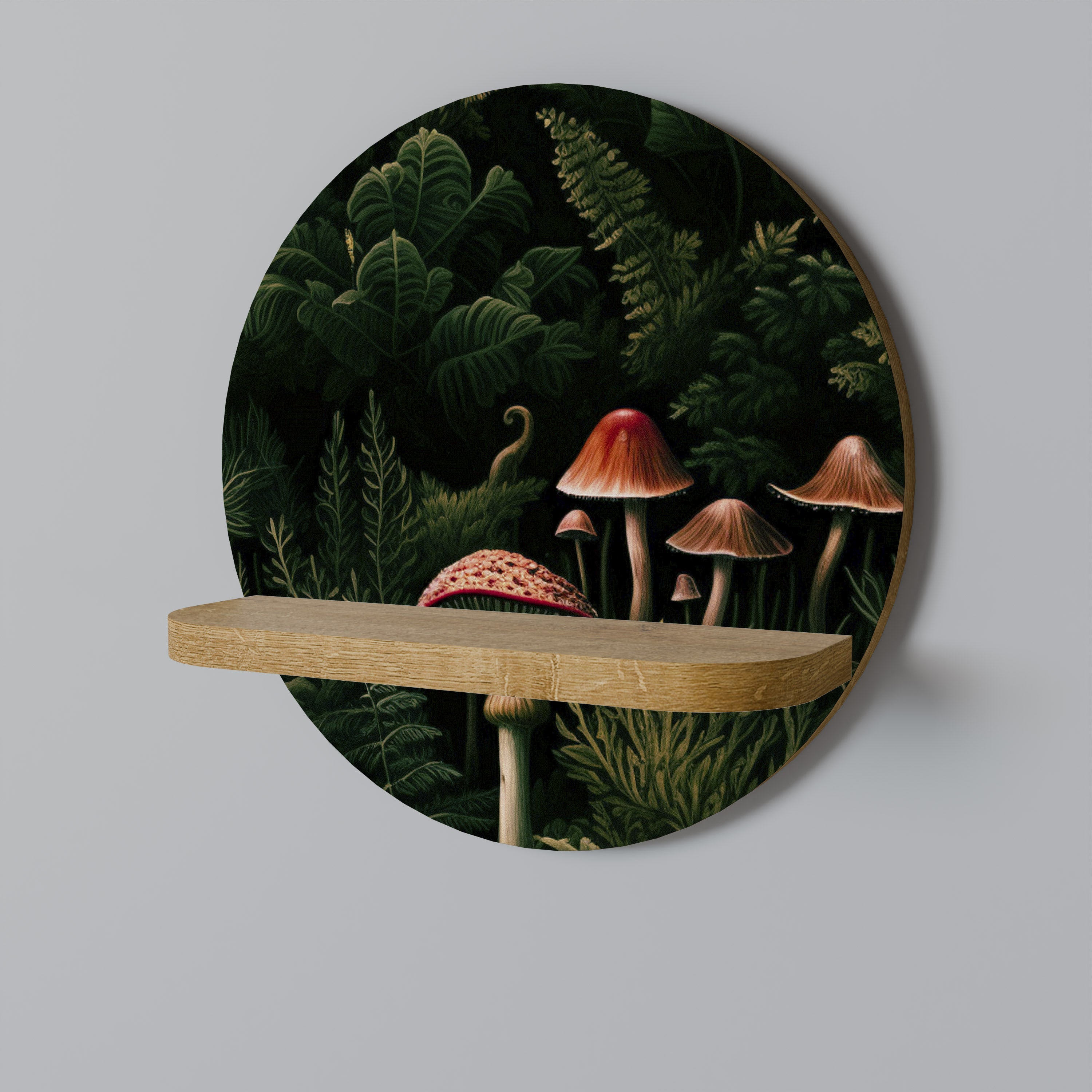 WHISPERING WOODLAND Round Art Shelf In Oak Effect