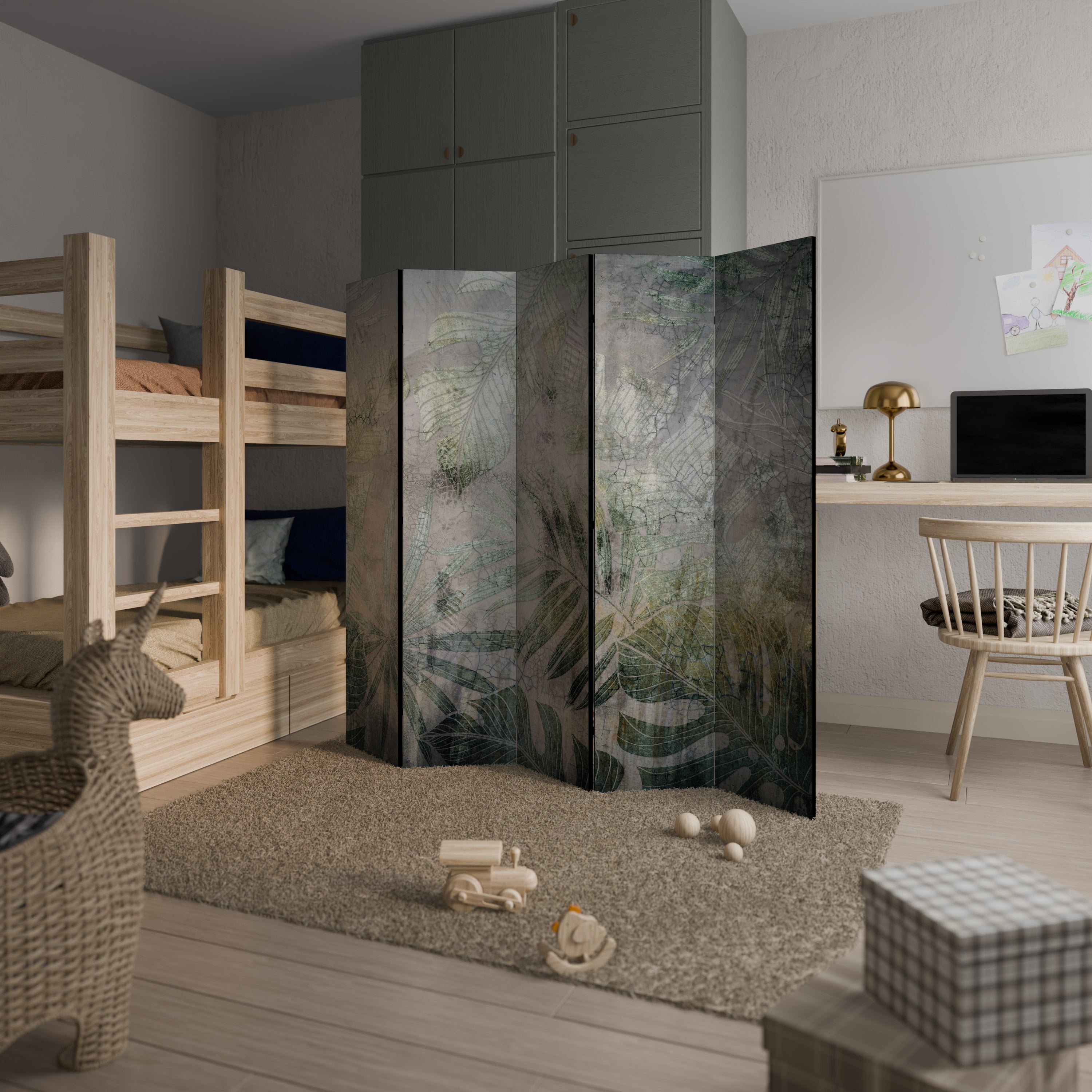 HARMONY IN GREENERY 5-Panel Room Divider
