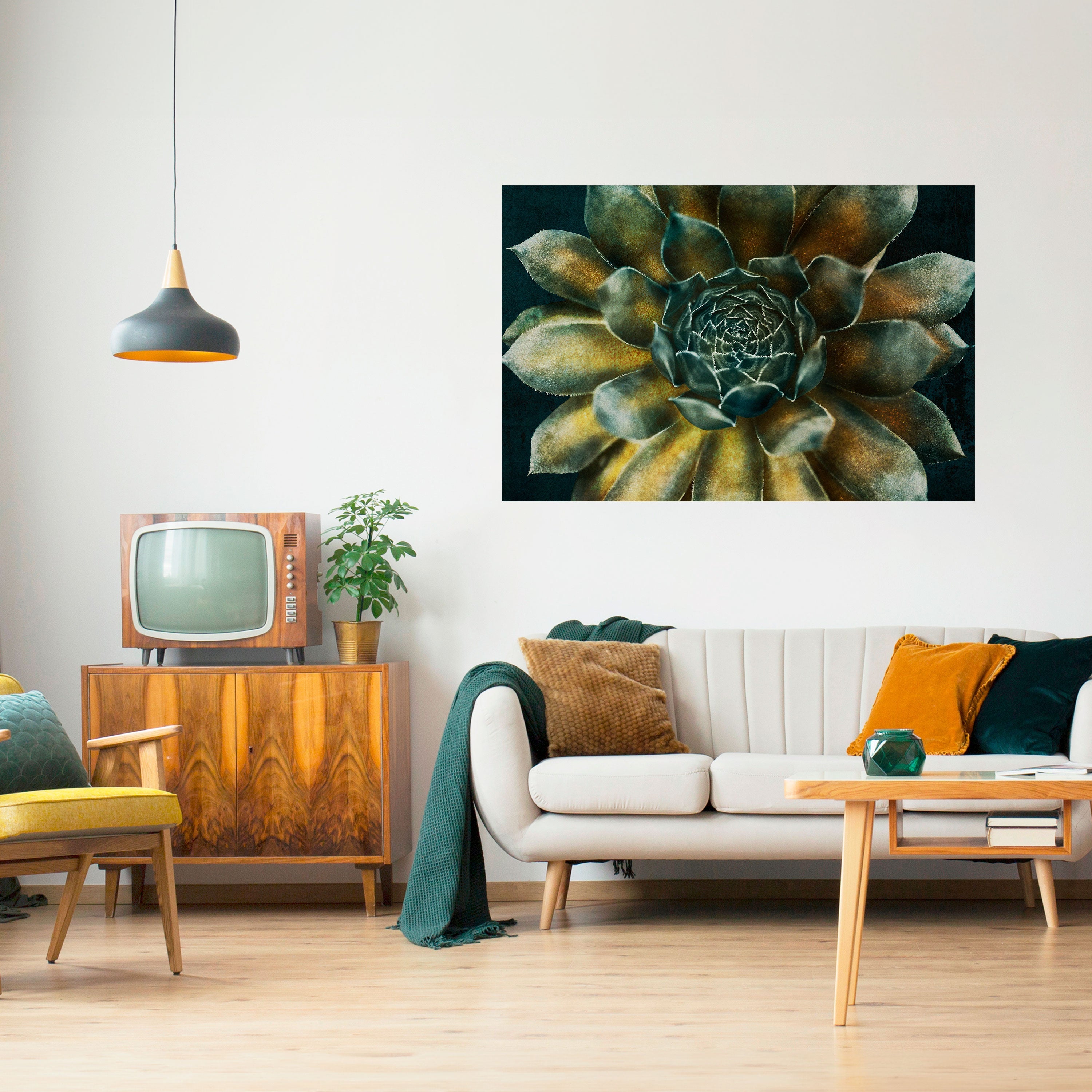 Affiche horizontale autocollante « Tourbillon mystique de plantes succulentes »