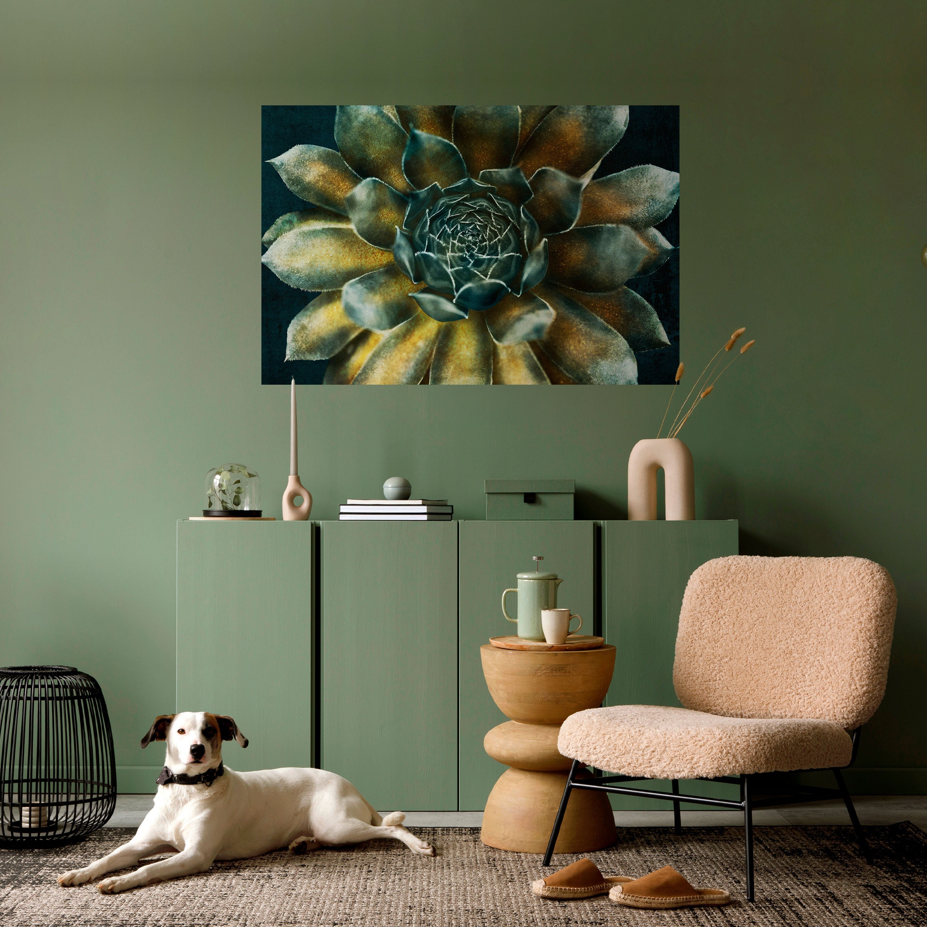 Affiche horizontale autocollante « Tourbillon mystique de plantes succulentes »