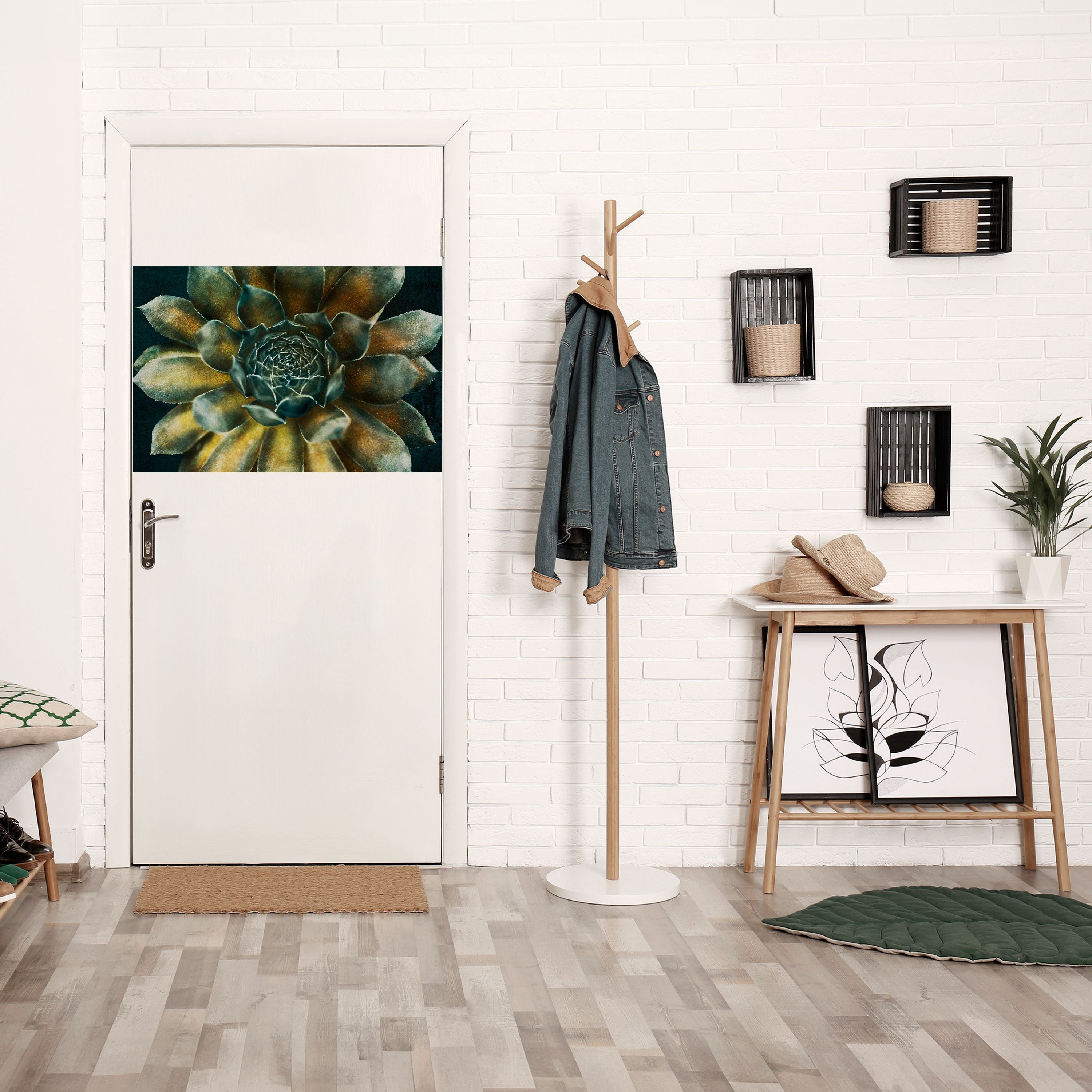 Affiche horizontale autocollante « Tourbillon mystique de plantes succulentes »