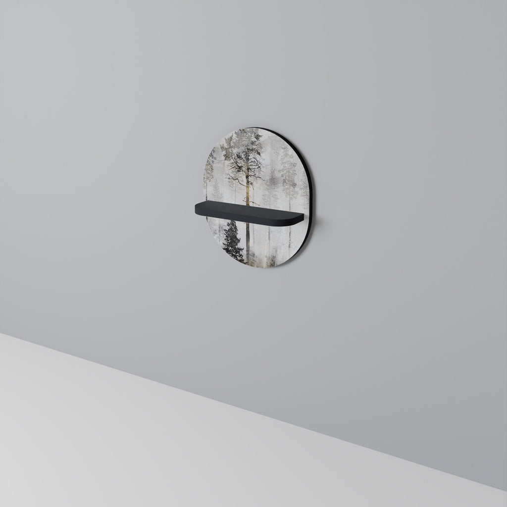 FADE IN THE TREES Oval Art Shelf In Black Finish