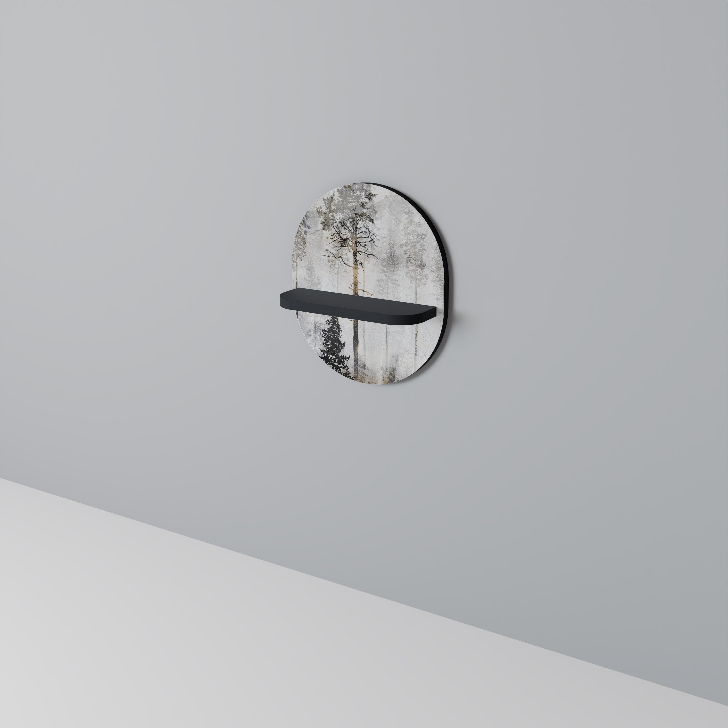 Étagère d'art ovale FADE IN THE TREES en finition noire