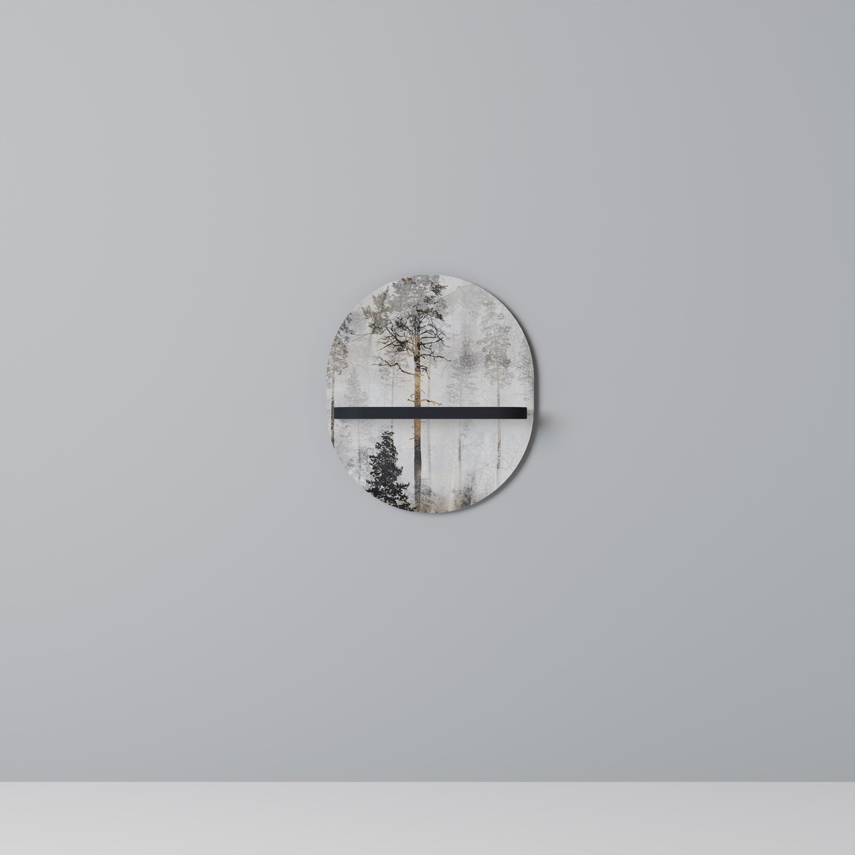 Étagère d'art ovale FADE IN THE TREES en finition noire