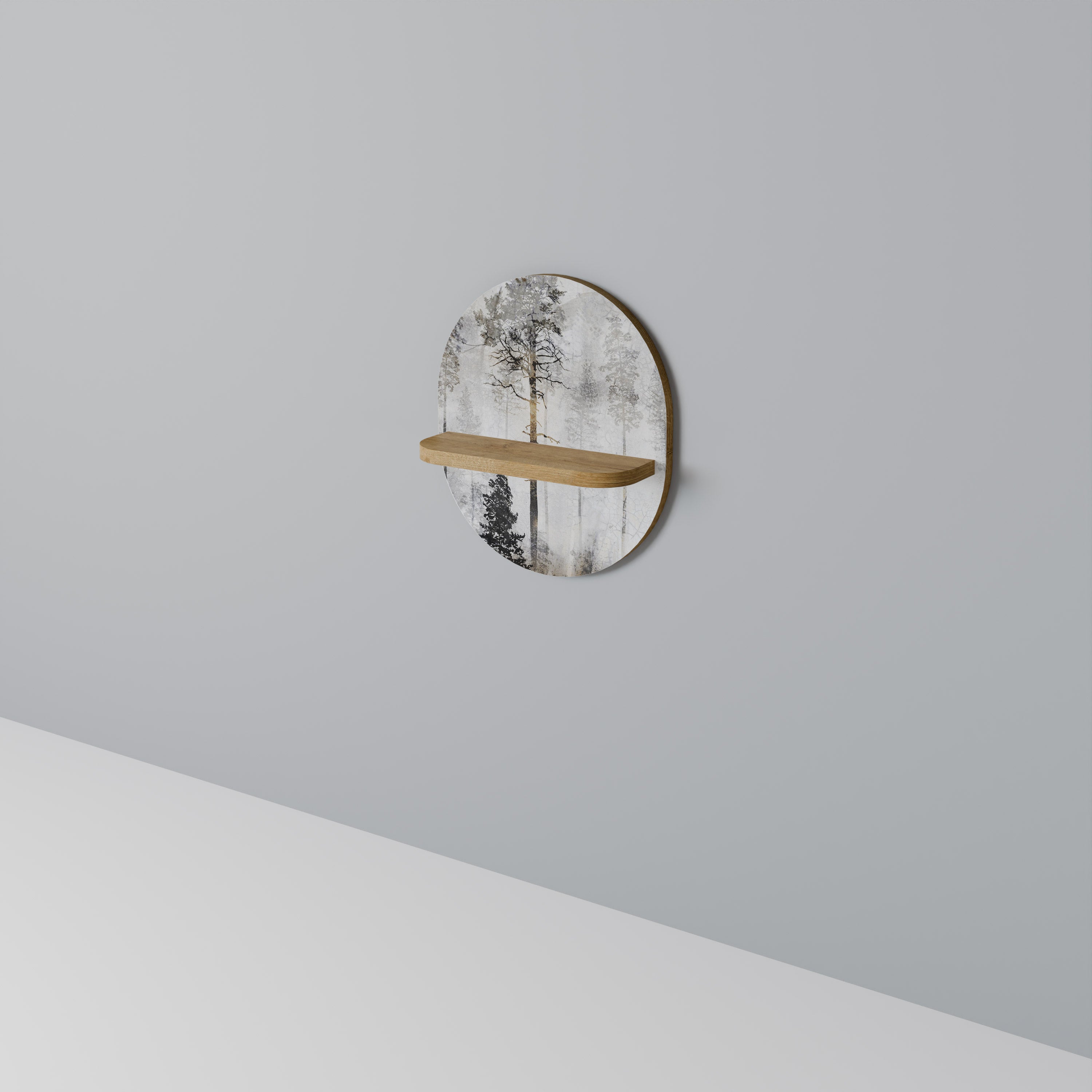 Étagère d'art ovale effet chêne FADE IN THE TREES