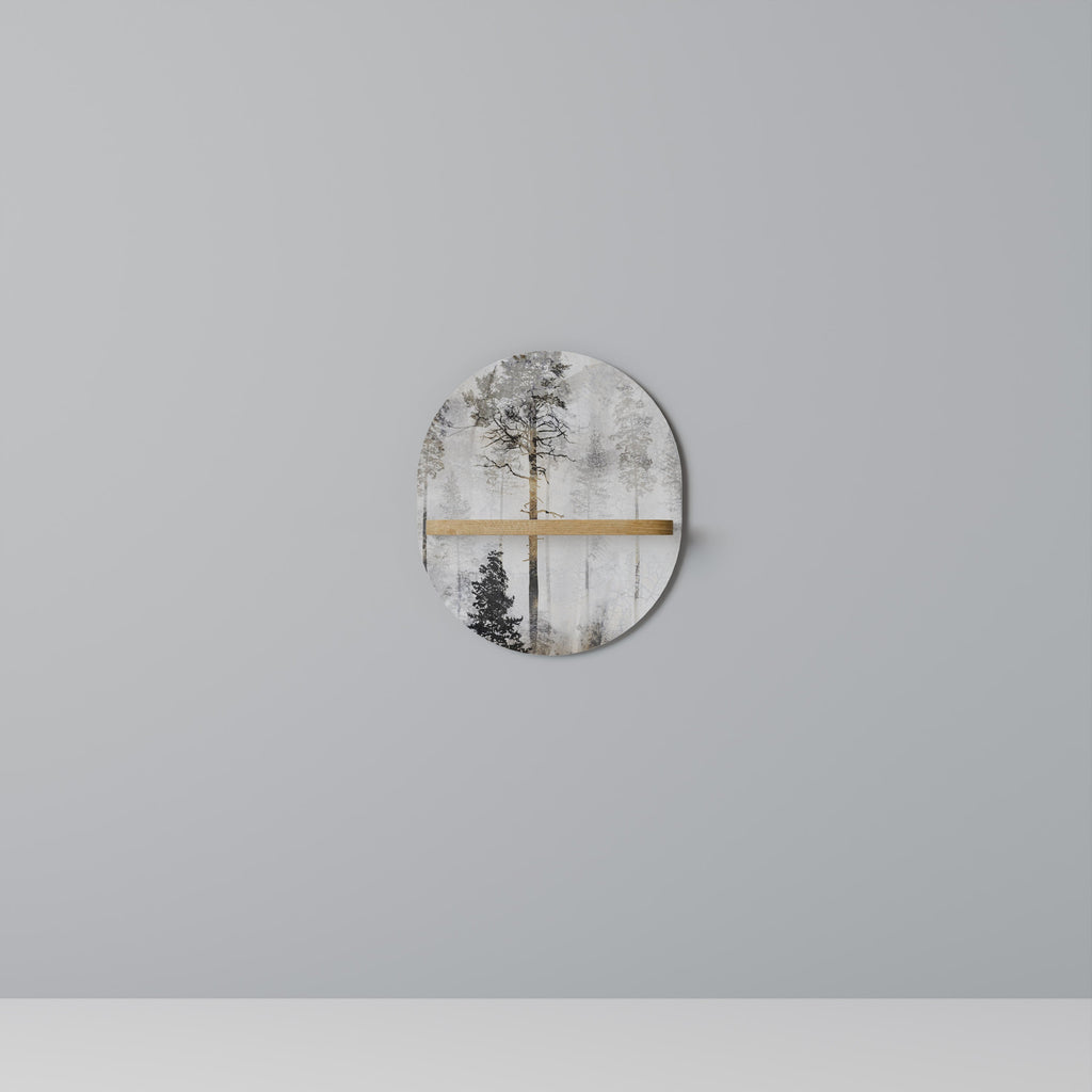 Étagère d'art ovale effet chêne FADE IN THE TREES