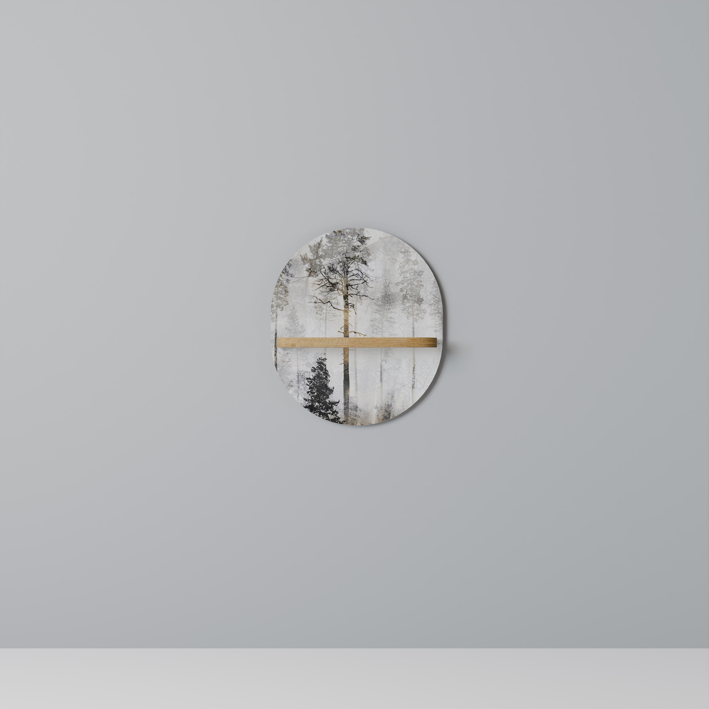 Étagère d'art ovale effet chêne FADE IN THE TREES