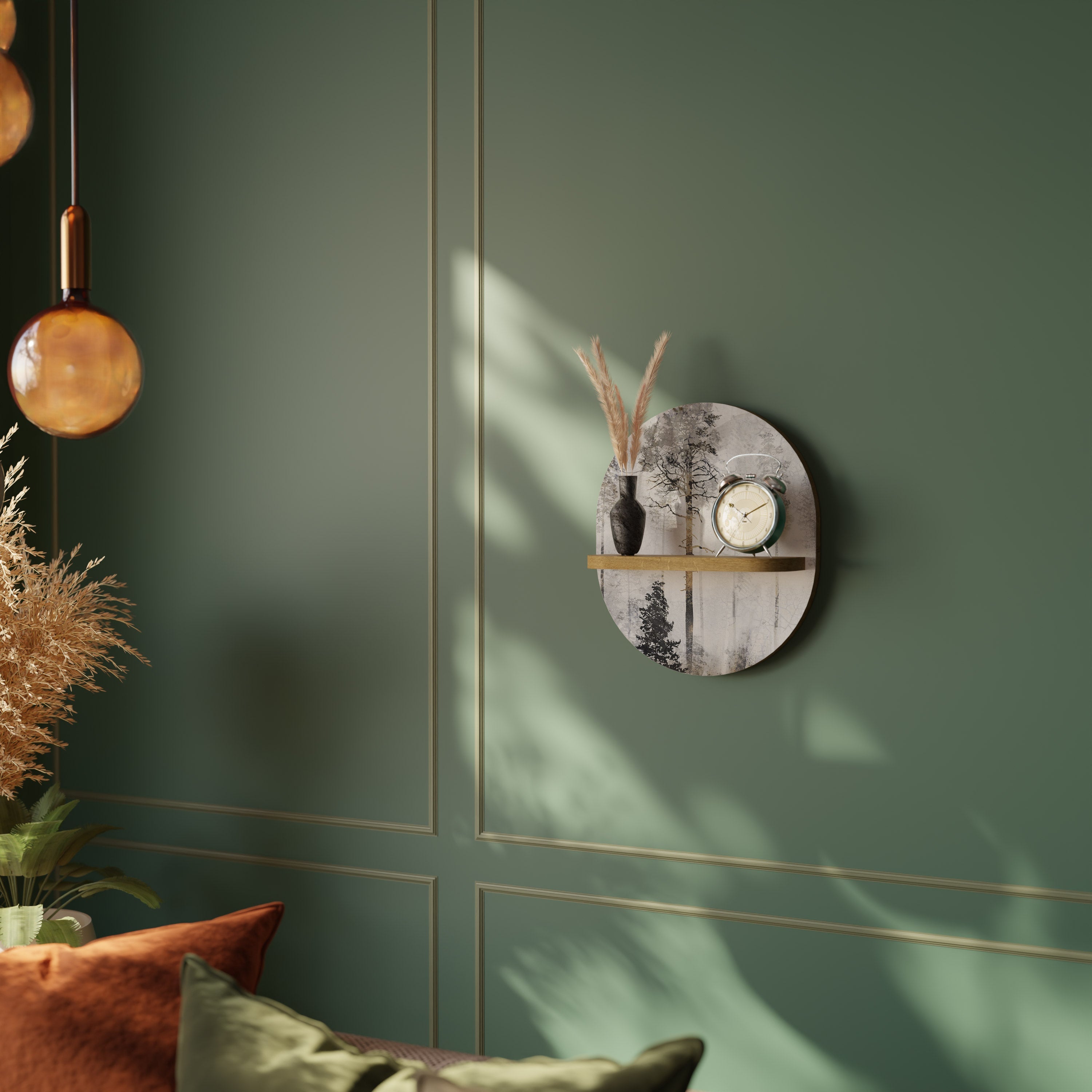 Étagère d'art ovale effet chêne FADE IN THE TREES