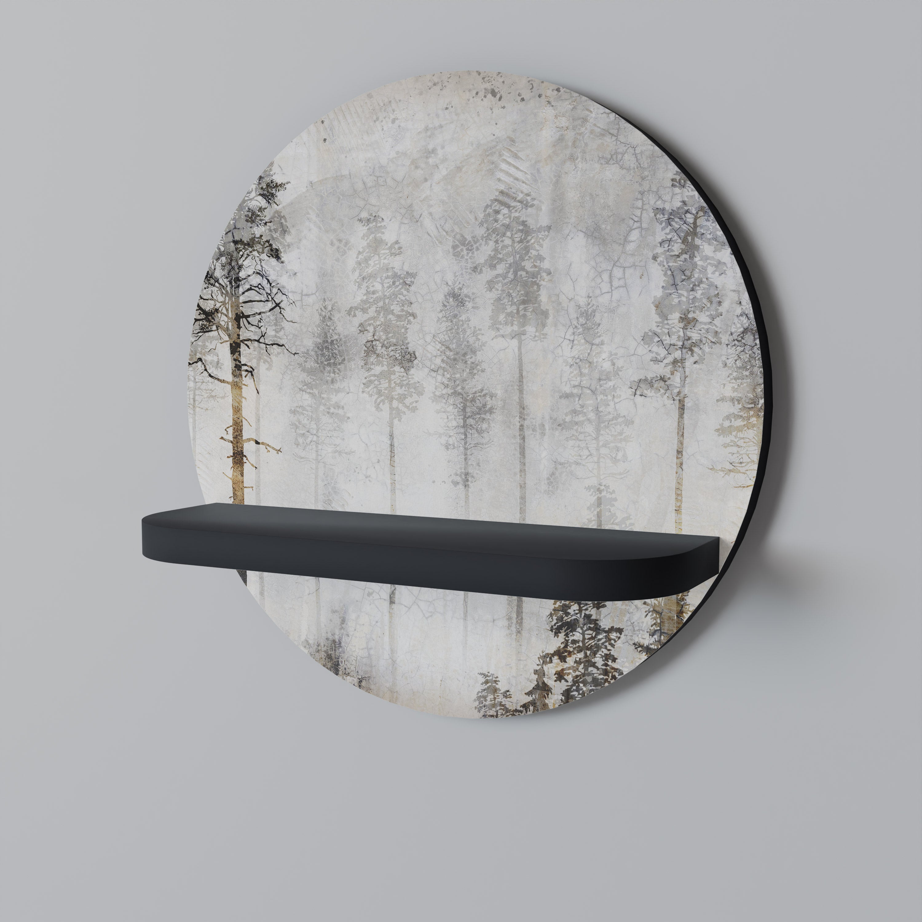 Étagère d'art ronde FADE IN THE TREES en finition noire