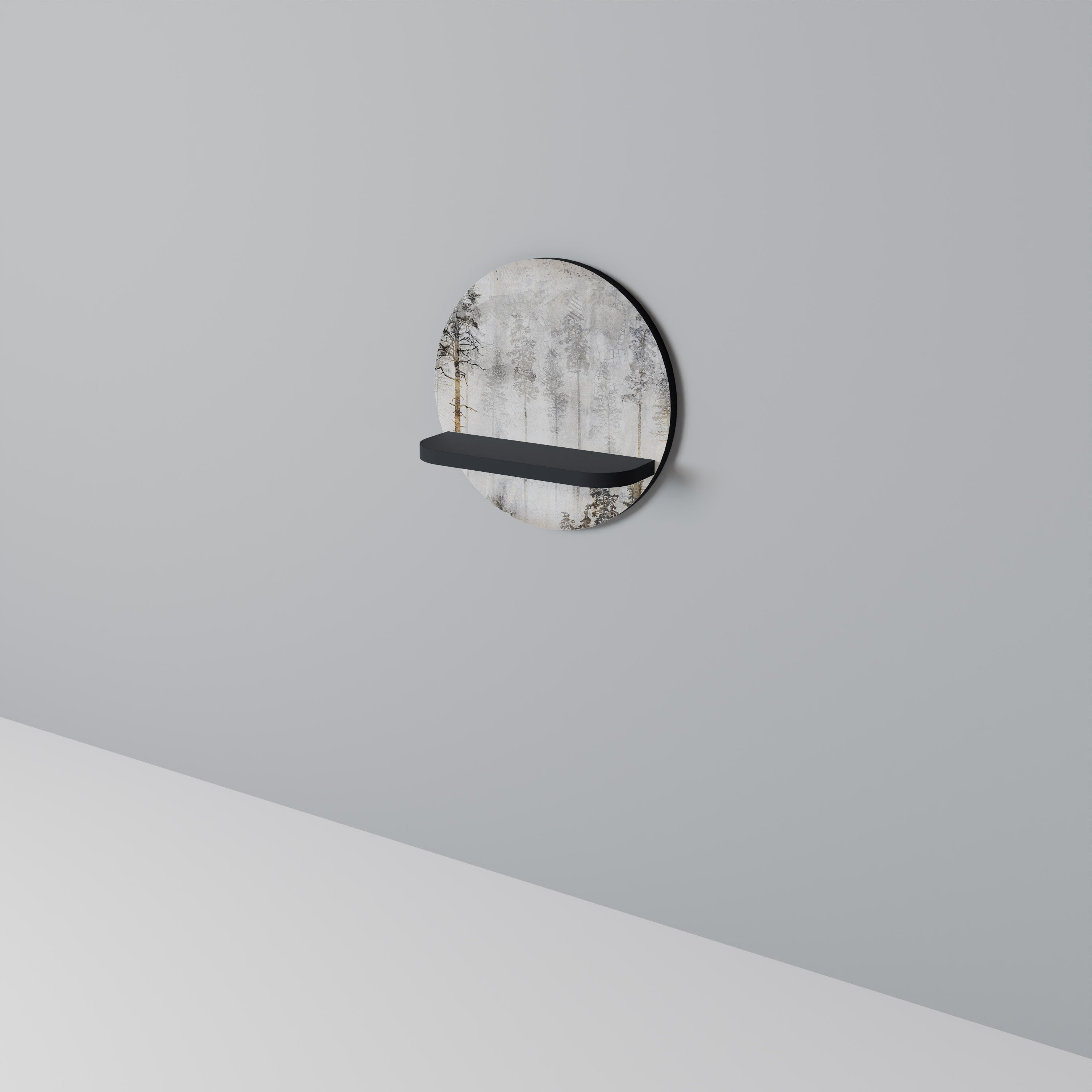 Étagère d'art ronde FADE IN THE TREES en finition noire