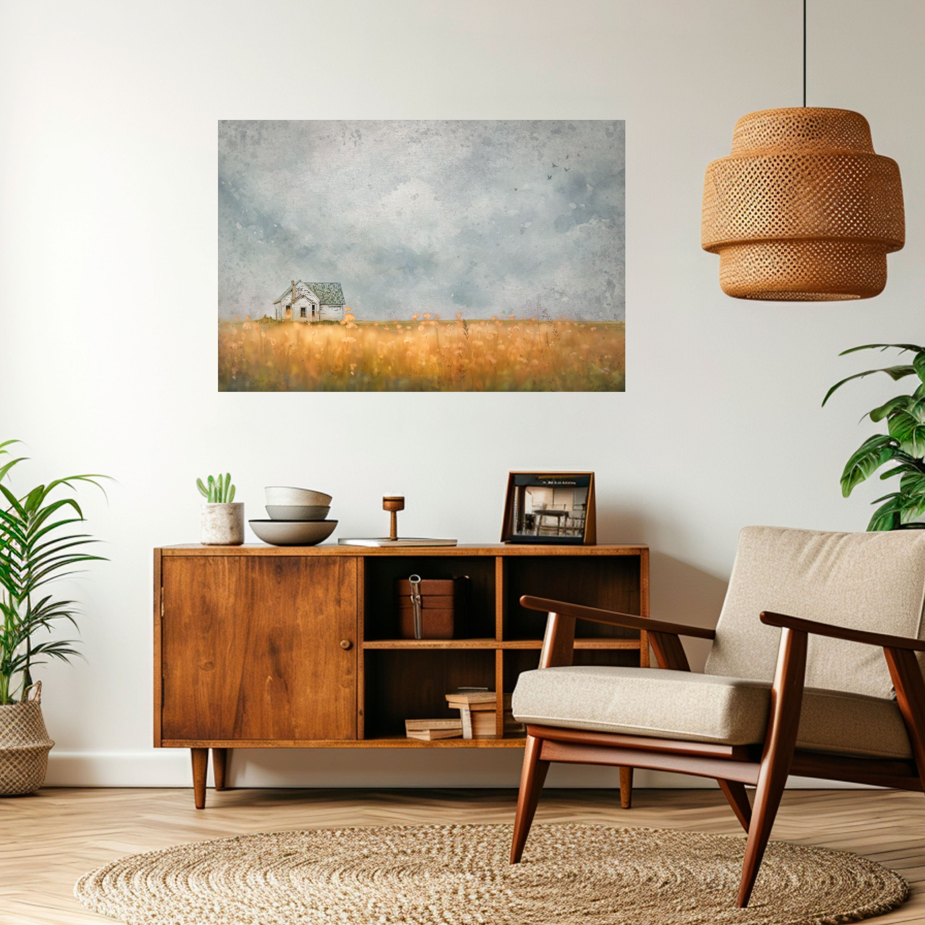 Affiche horizontale autocollante « Champs de lumière déclinante »