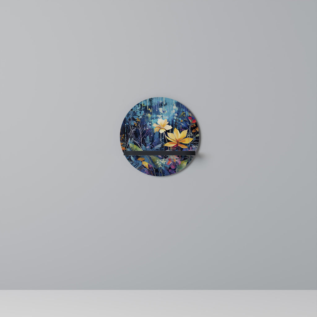 Étagère d'art ronde MIDNIGHT BLOSSOM en finition noire