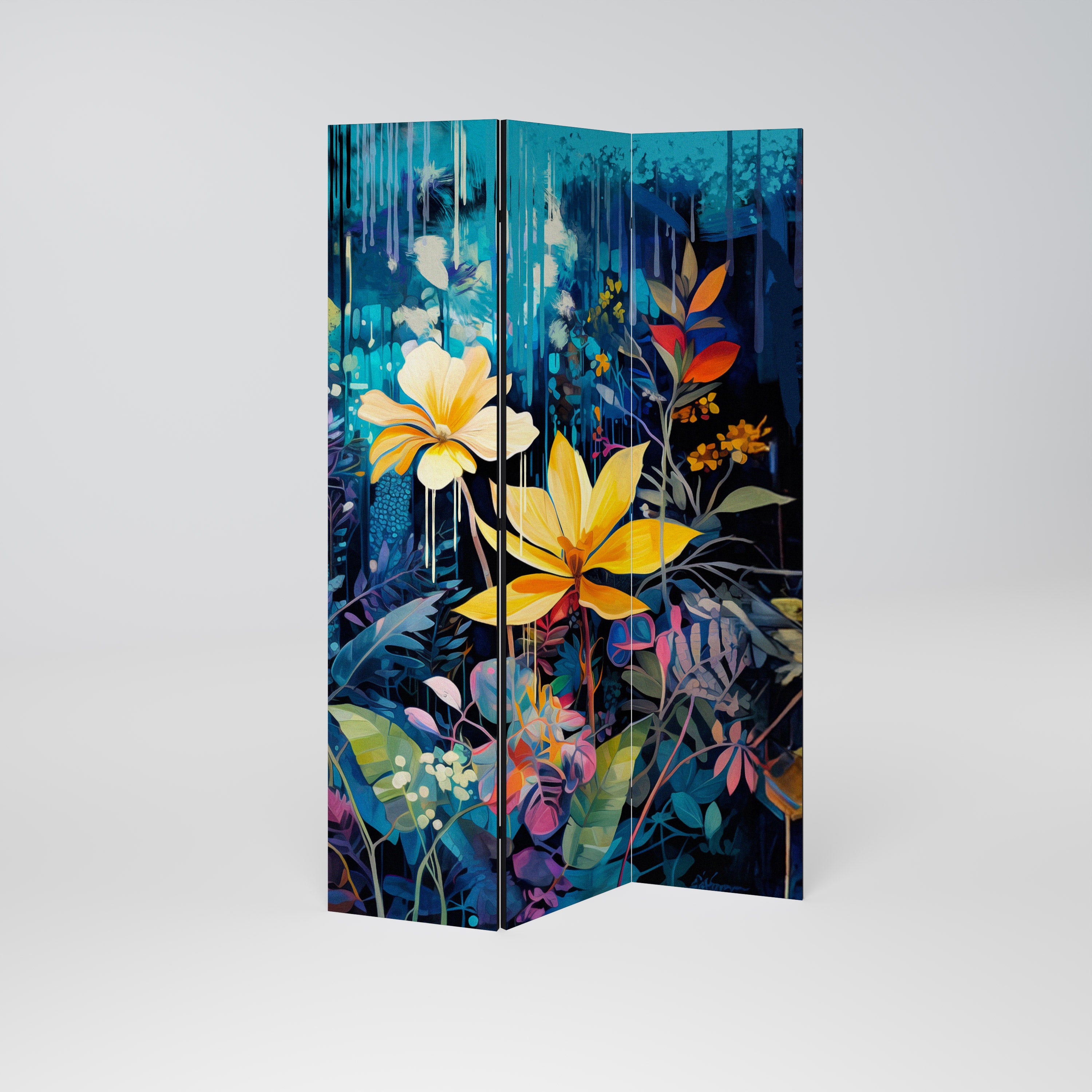 MIDNIGHT BLOSSOM 3-Panel Room Divider