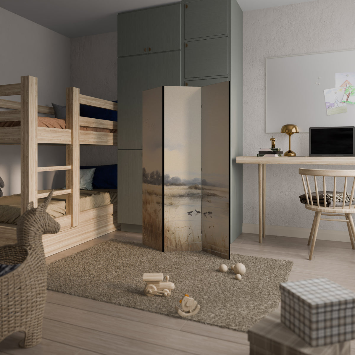LAKESIDE NOSTALGY 3-Panel Room Divider