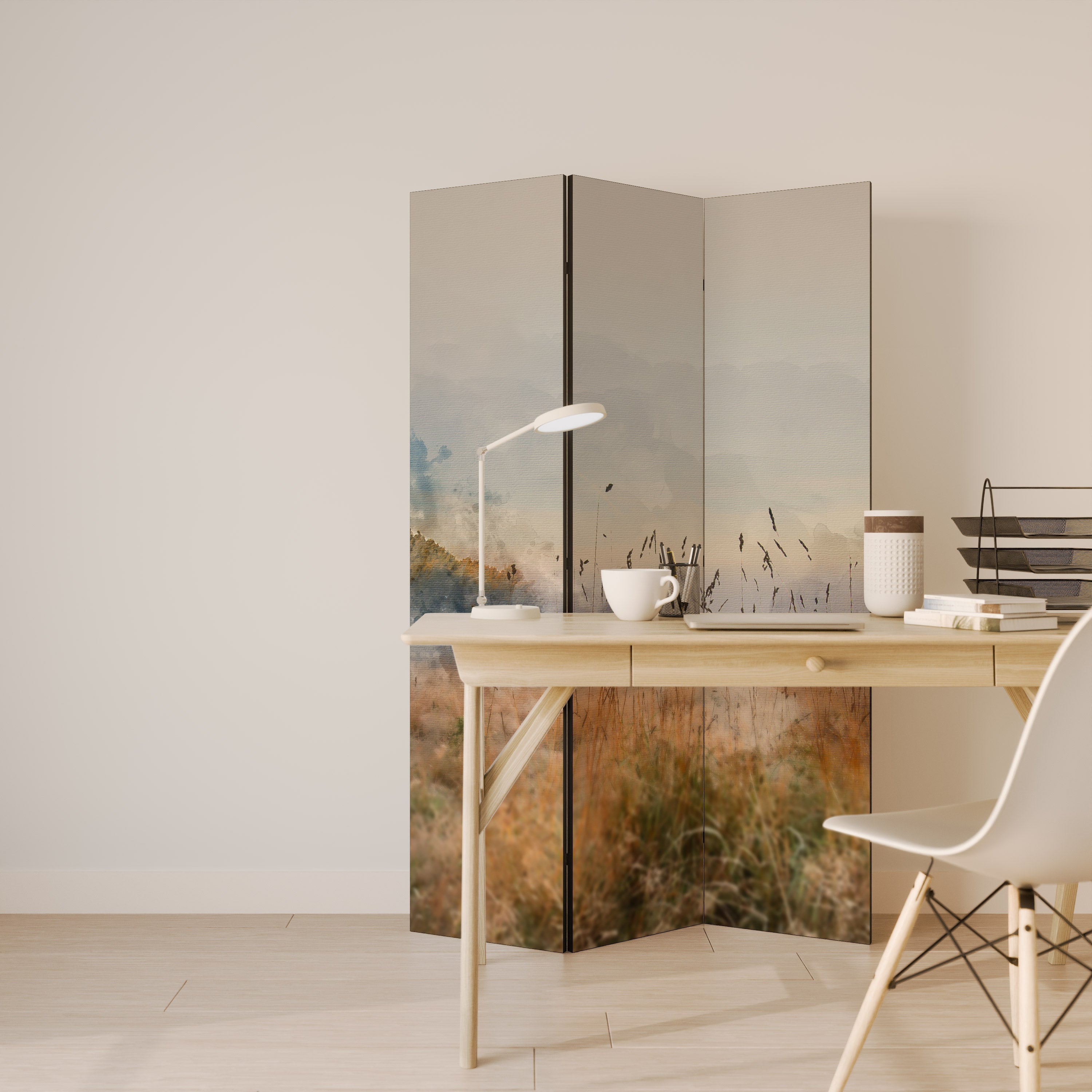 Séparateur de pièce décoratif à 3 panneaux « Tristesse estivale »