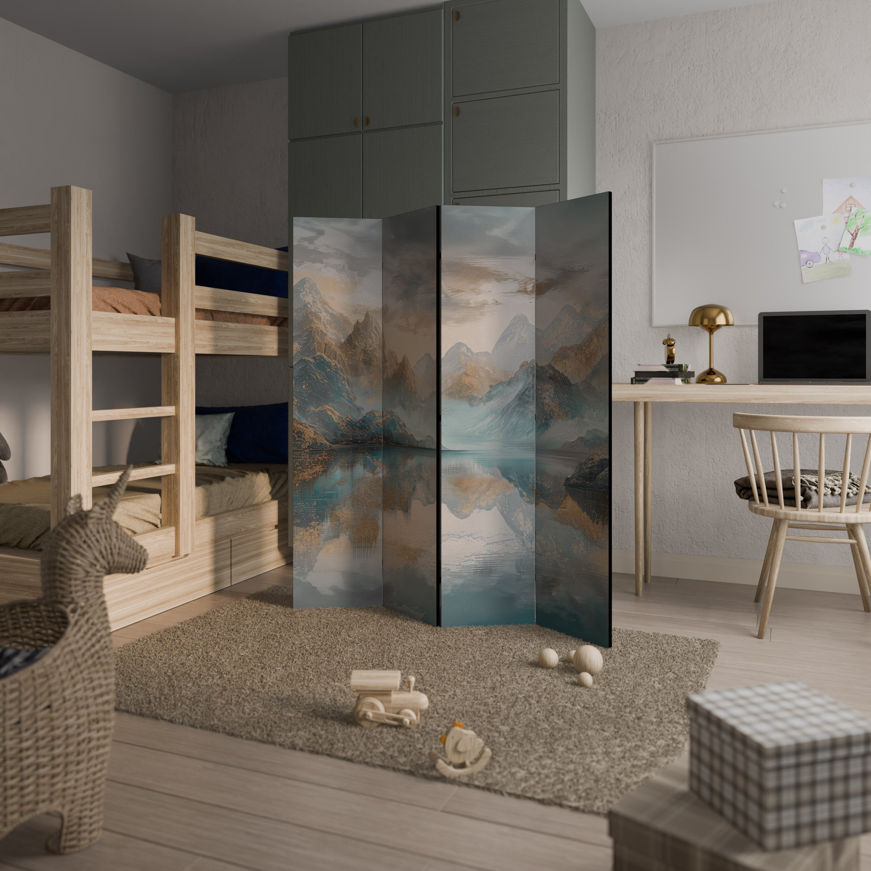 Séparateur de pièce décoratif à 4 panneaux AZURE SUMMITS