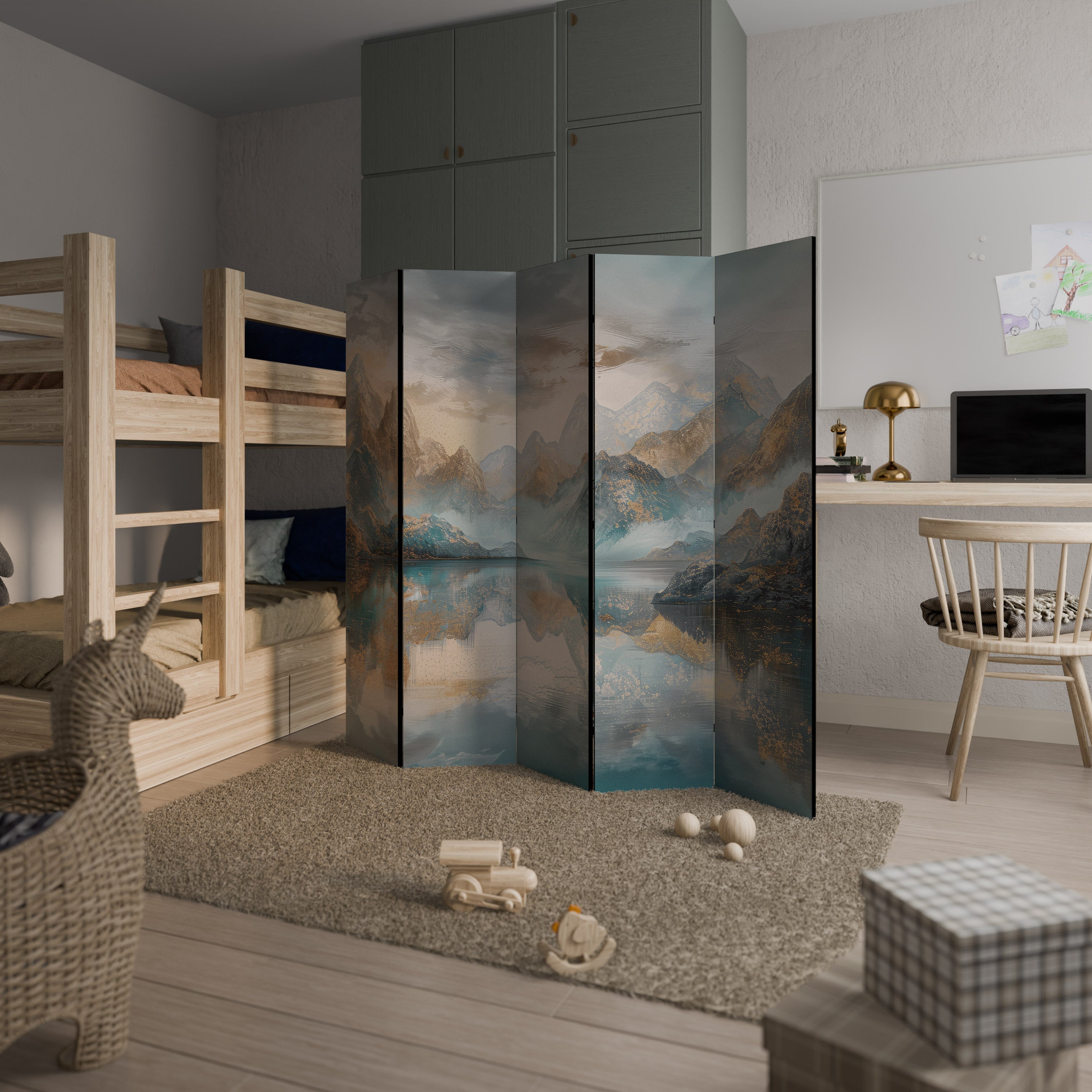 Séparateur de pièce décoratif à 5 panneaux AZURE SUMMITS