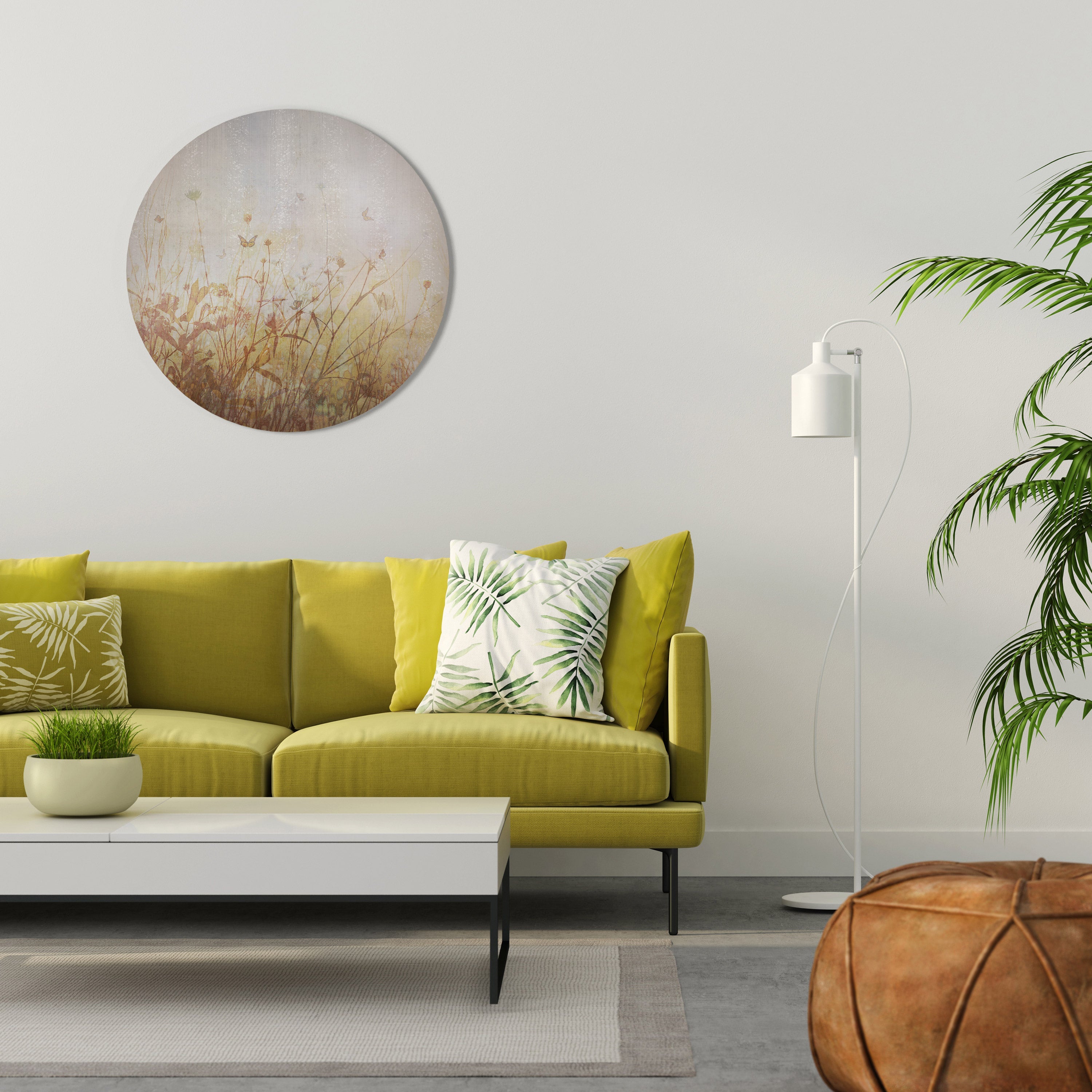 Décoration murale ronde avec papillons des prés