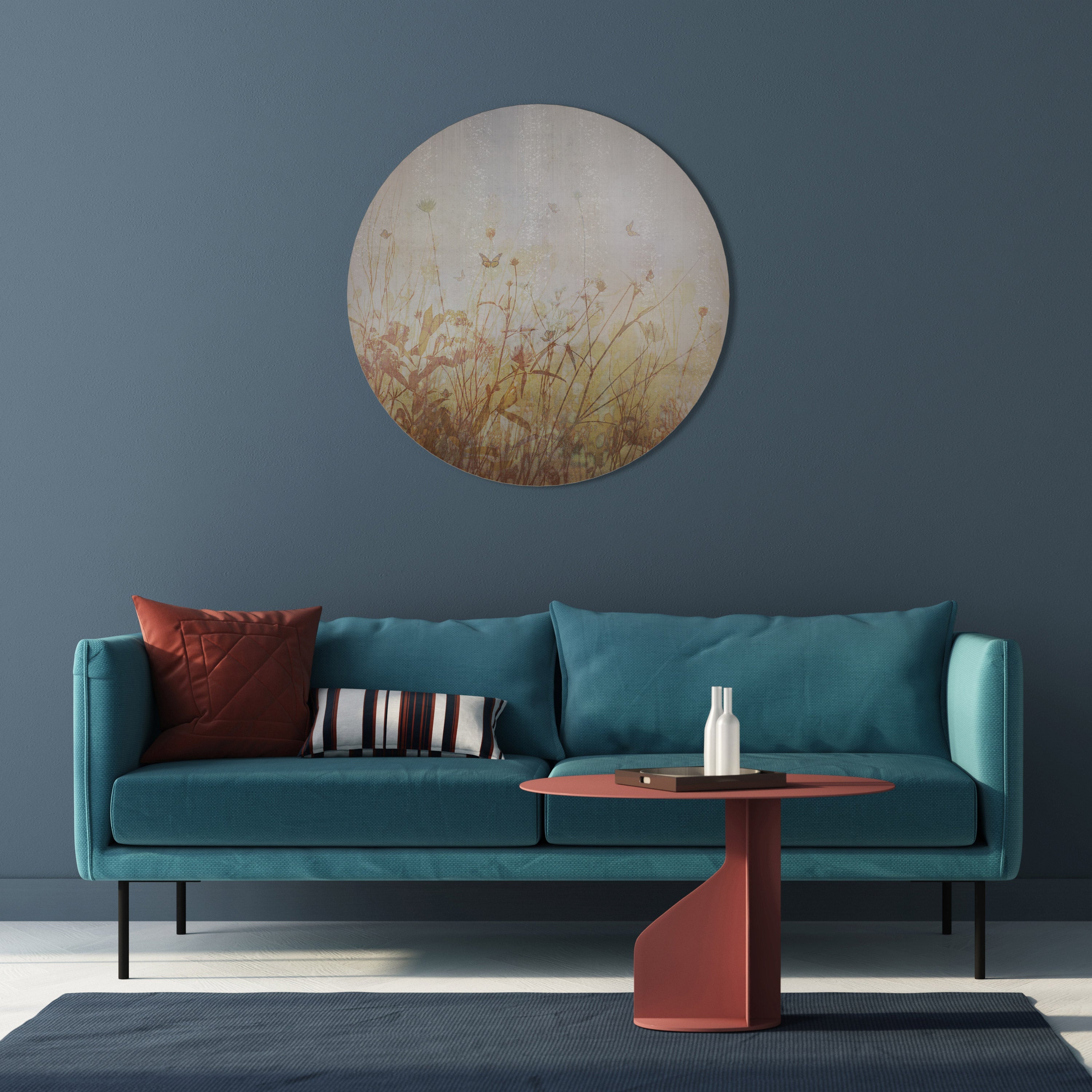Décoration murale ronde avec papillons des prés