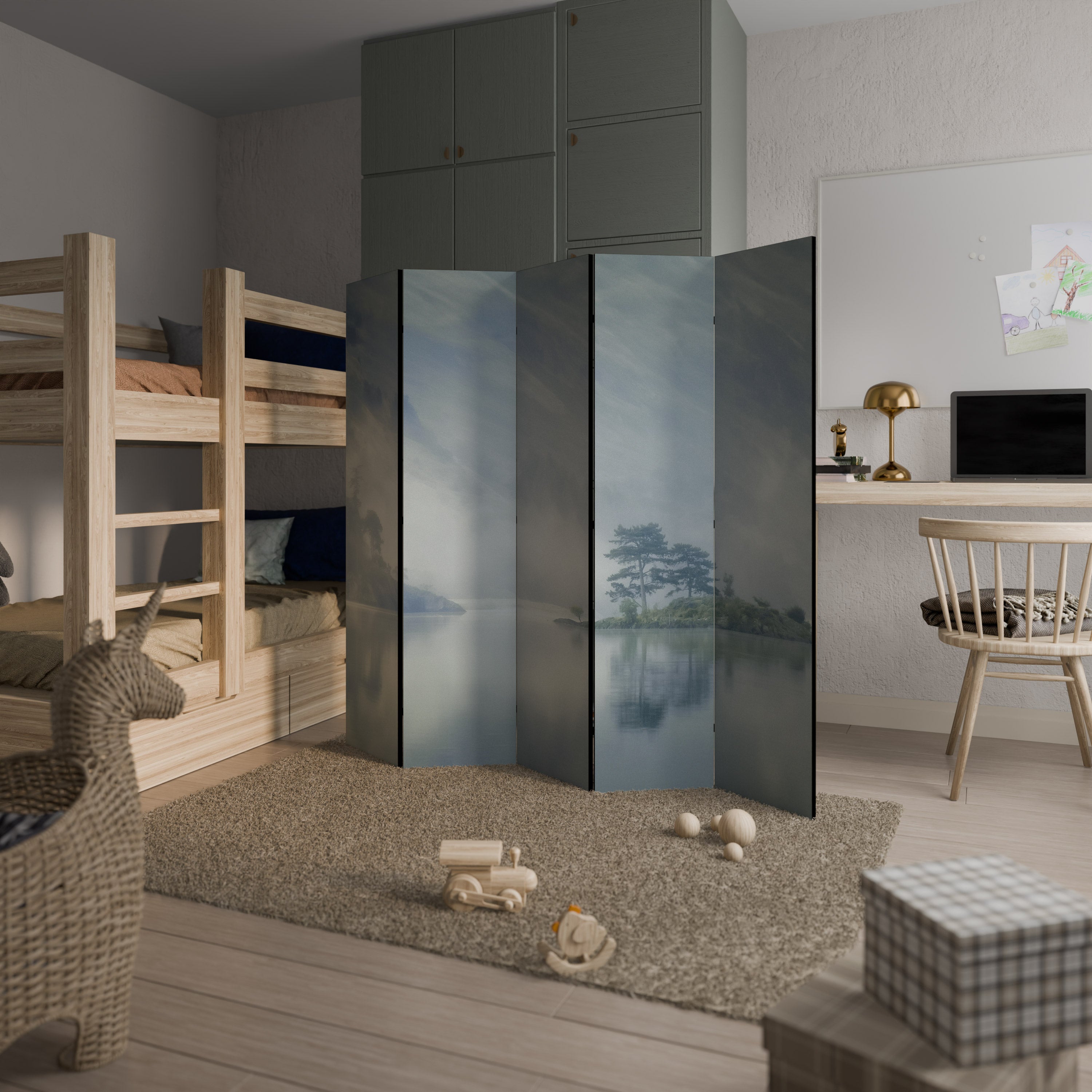 Paravent décoratif à 5 panneaux SILVER LAKE