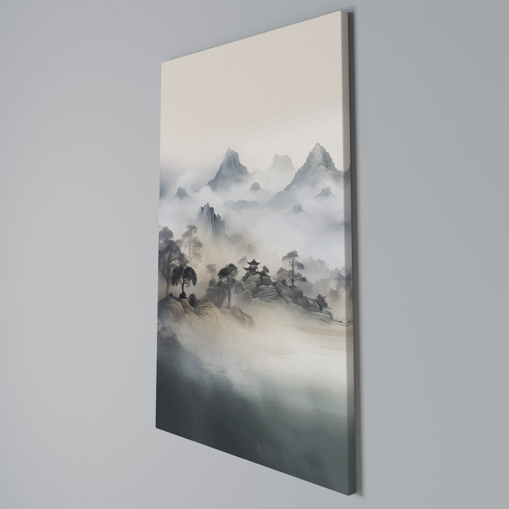 HIDDEN TEMPLE MIST Vertical Canvas Print
