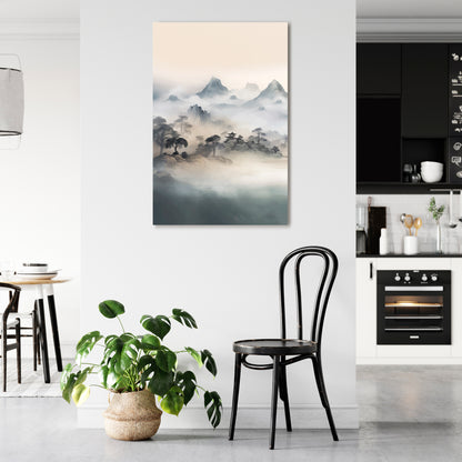 HIDDEN TEMPLE MIST Vertical Canvas Print