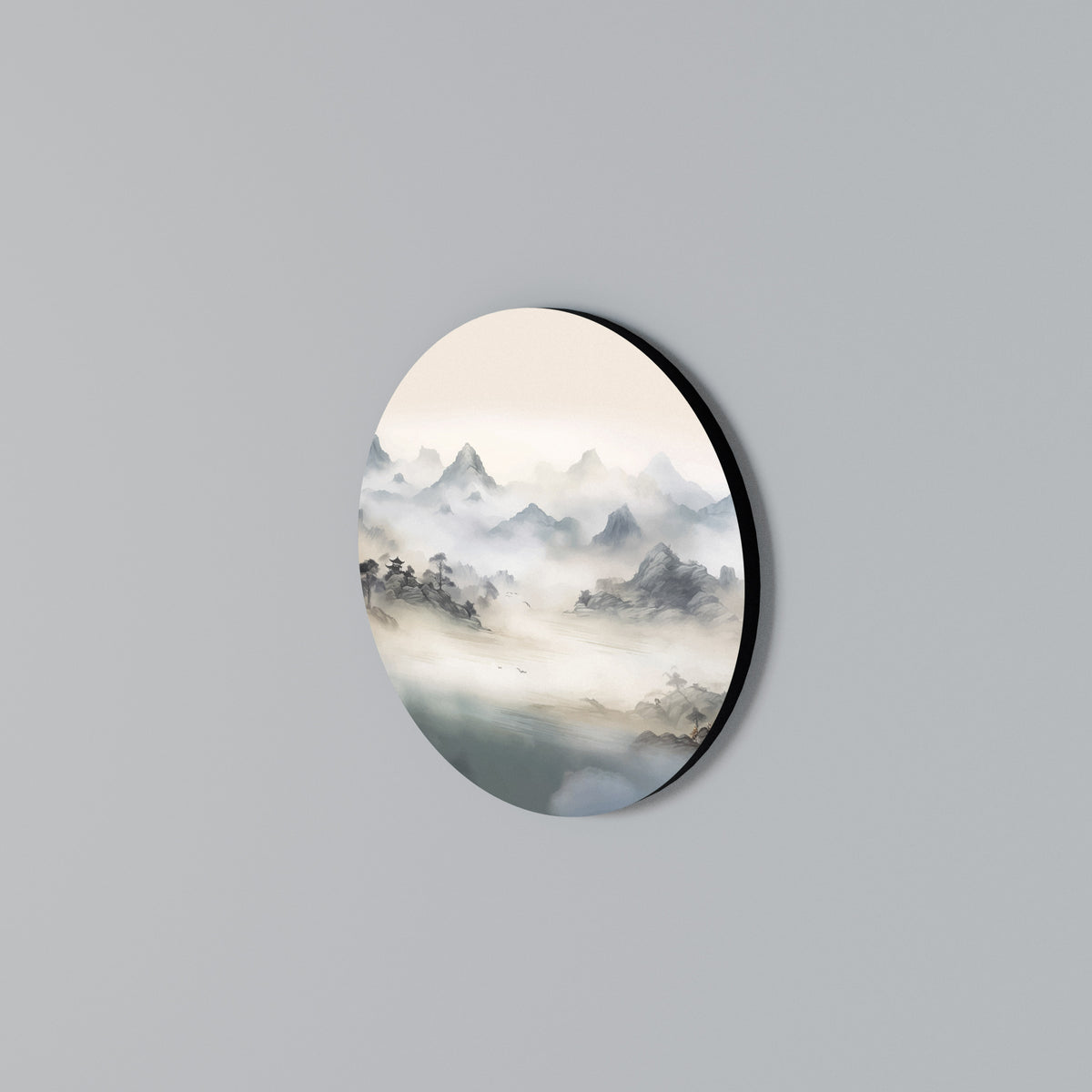 HIDDEN TEMPLE MIST Round Wall Art