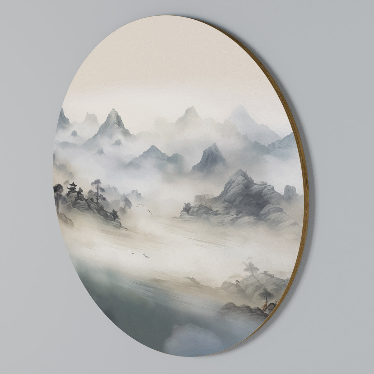 HIDDEN TEMPLE MIST Round Wall Art