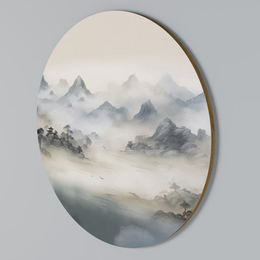 HIDDEN TEMPLE MIST Round Wall Art