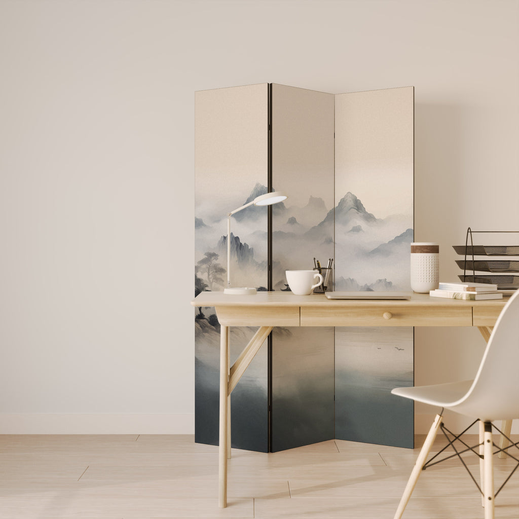 Paravent décoratif à 3 panneaux HIDDEN TEMPLE MIST