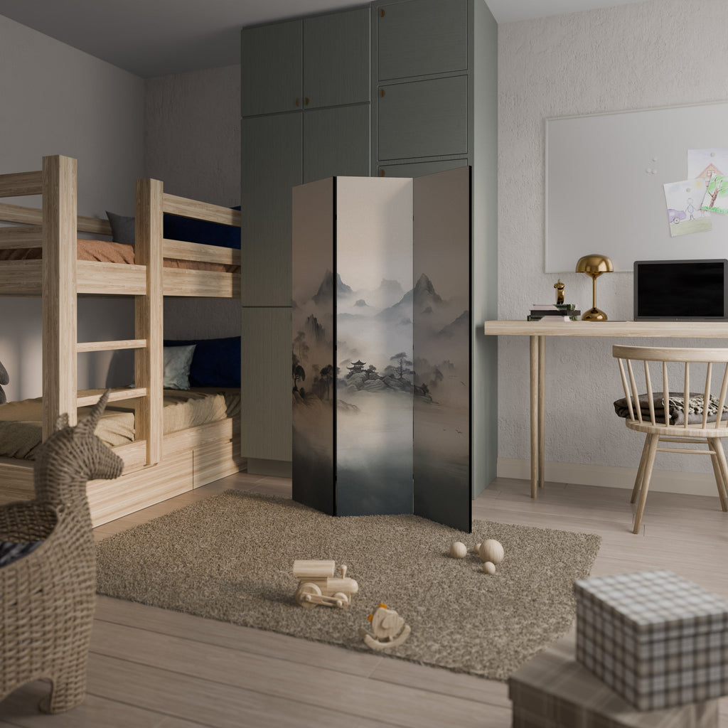 Paravent décoratif à 3 panneaux HIDDEN TEMPLE MIST