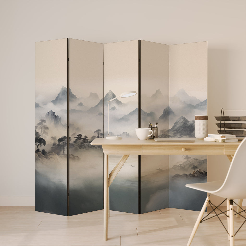 HIDDEN TEMPLE MIST 5-Panel Room Divider