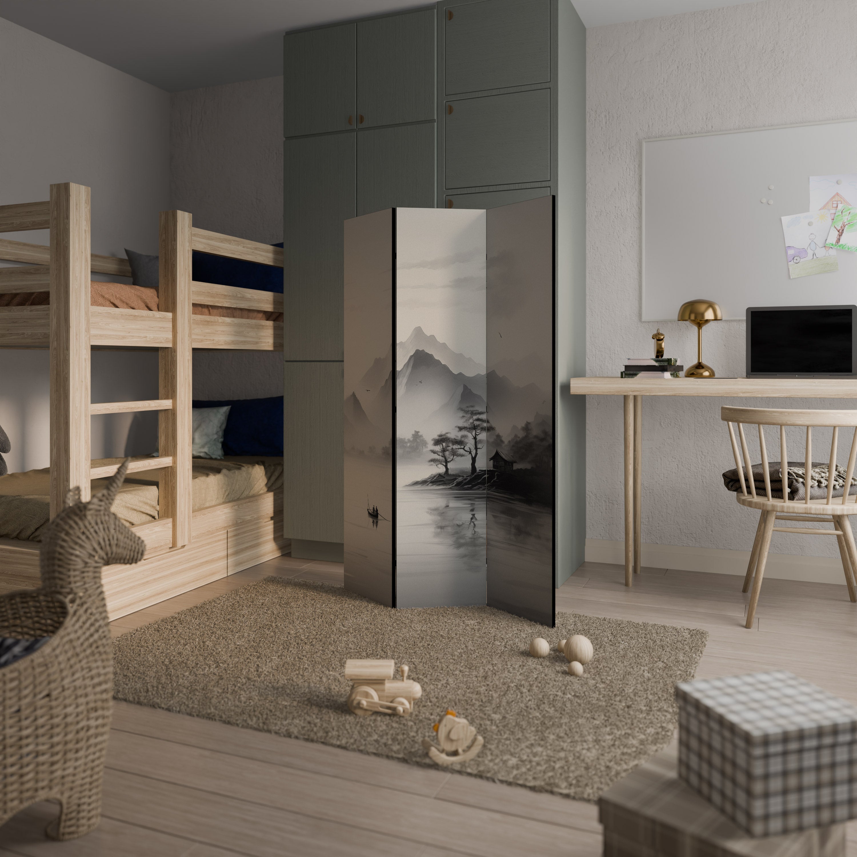 Séparateur de pièce décoratif à 3 panneaux ASIAN VENTURE