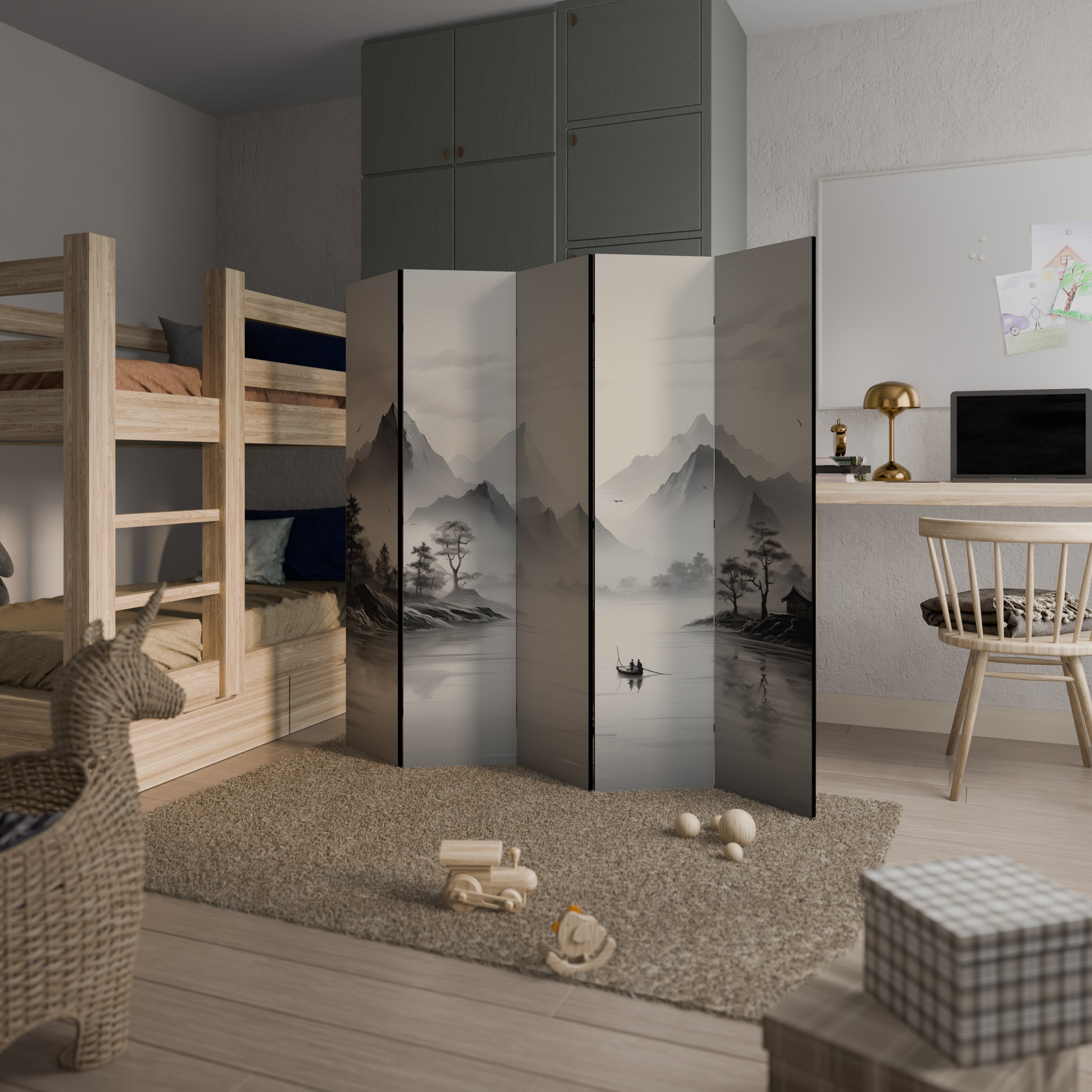 Séparateur de pièce décoratif à 5 panneaux ASIAN VENTURE