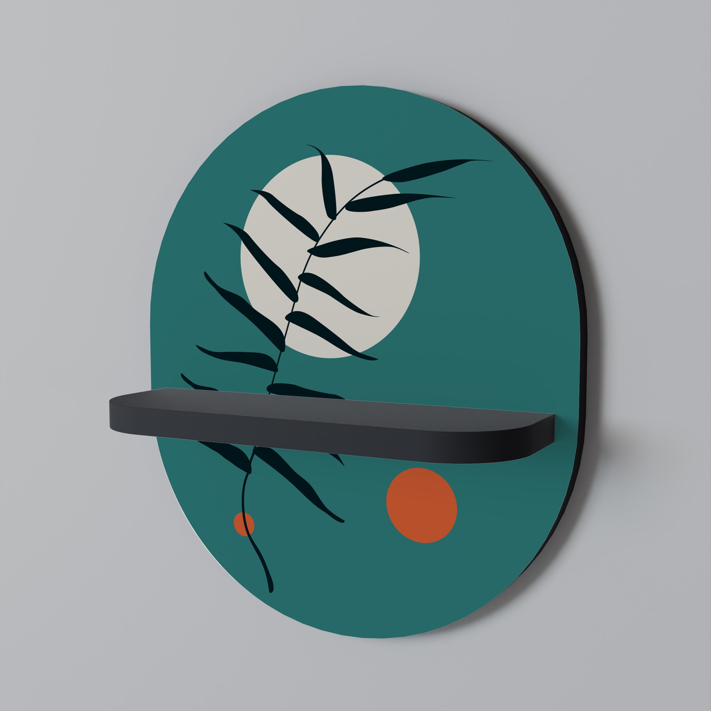 Étagère d'art ovale MYSTERIOUS LEAF en finition noire