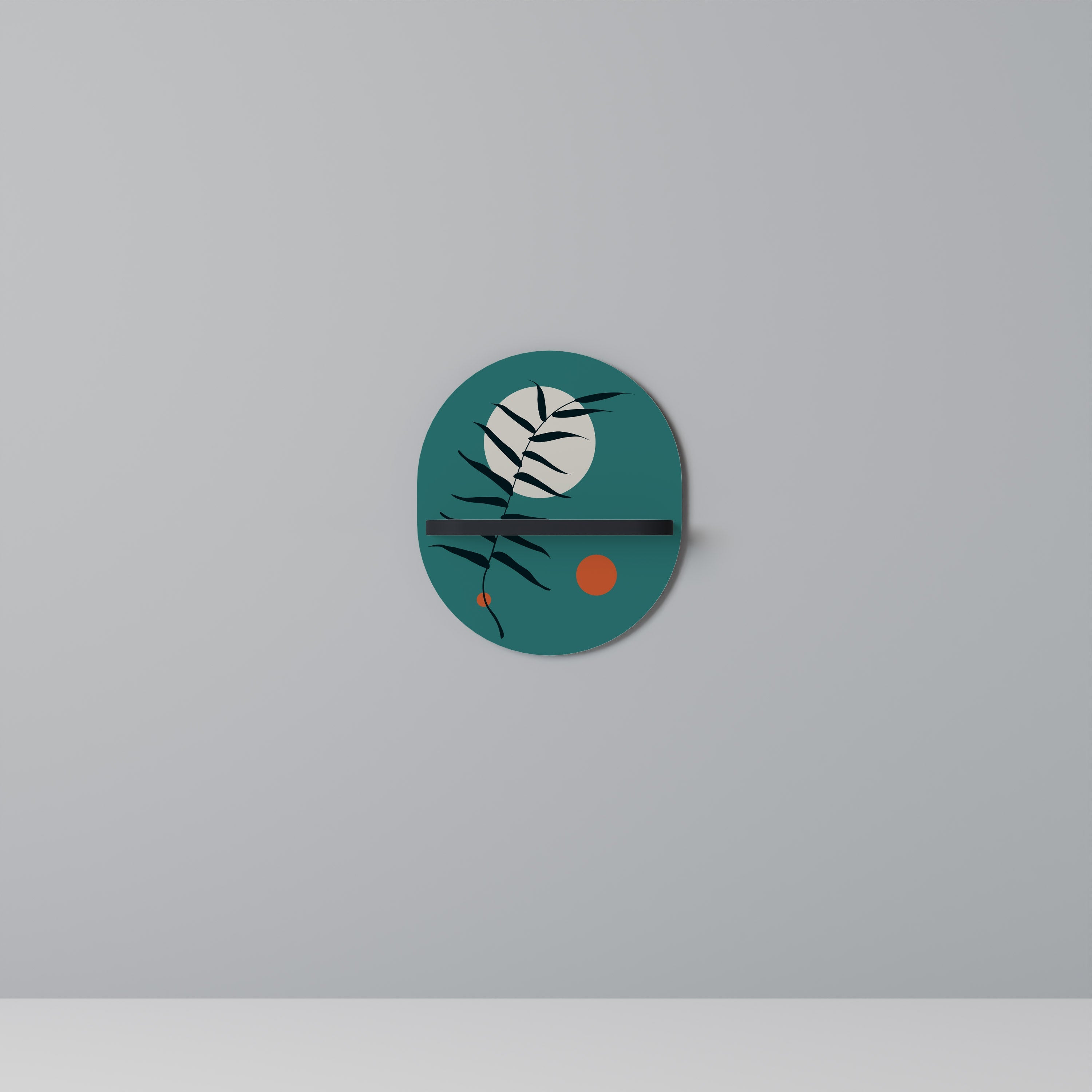 Étagère d'art ovale MYSTERIOUS LEAF en finition noire